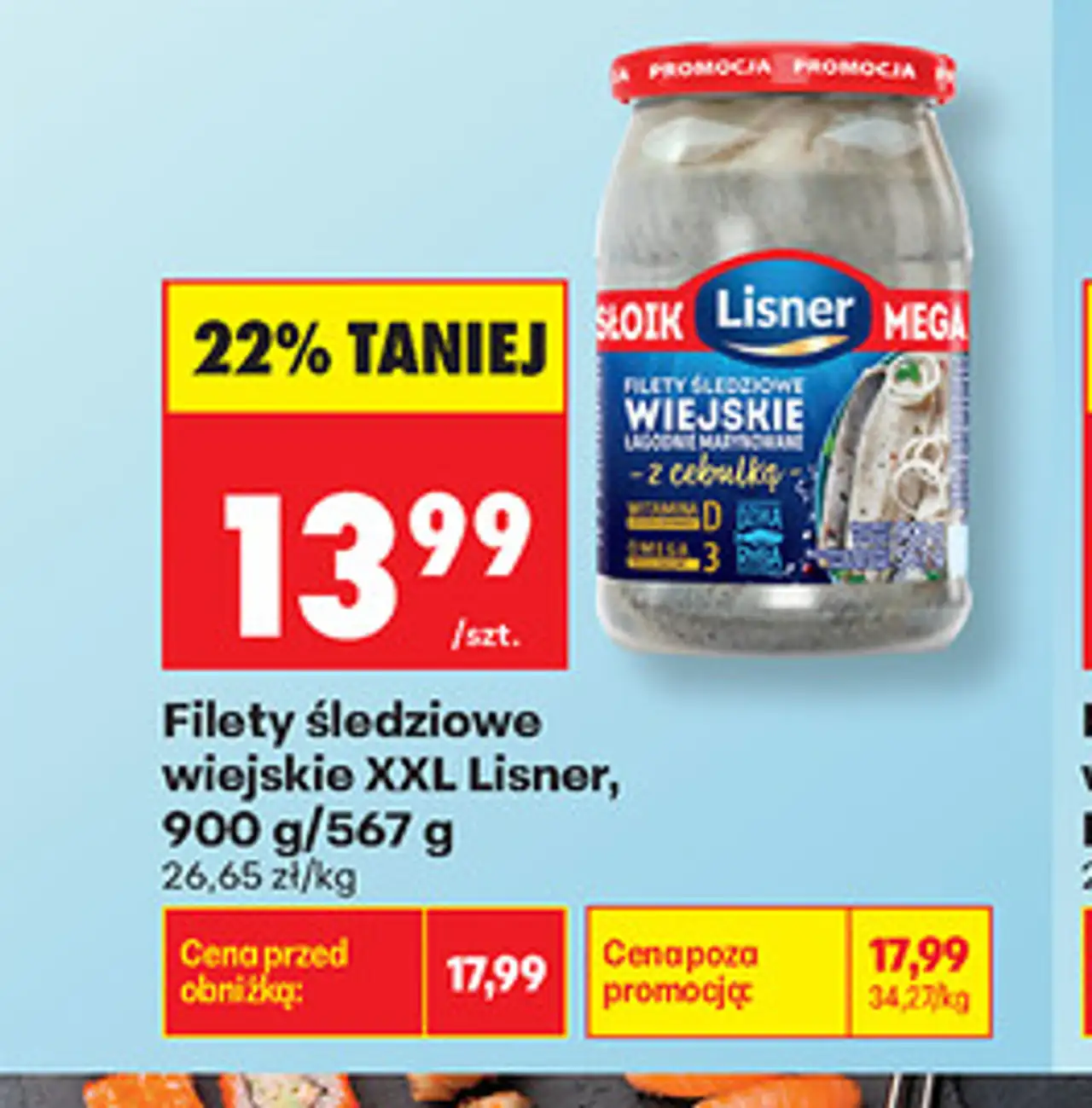 Filety śledziowe wiejskie XXL Lisner, 900 g/567 g