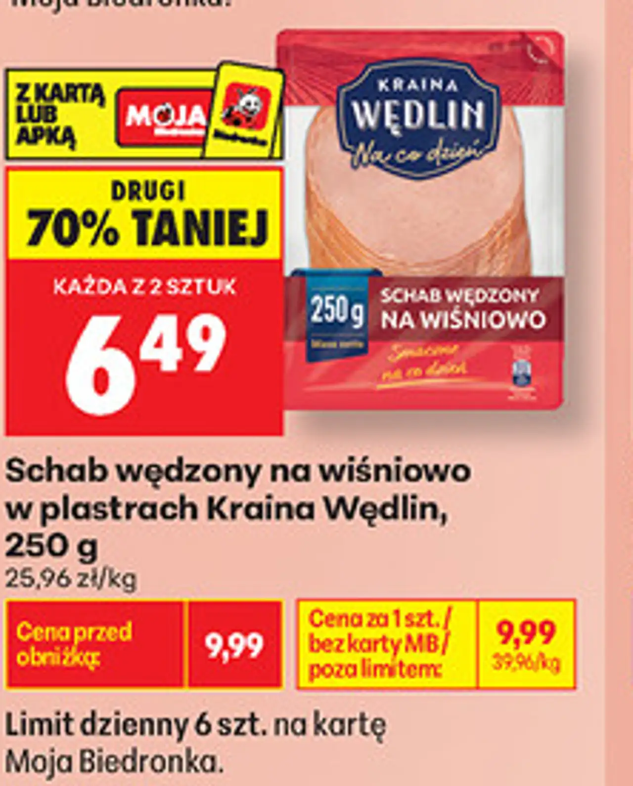 Schab wędzony na wiśniowo w plastrach Kraina Wędlin, 250 g