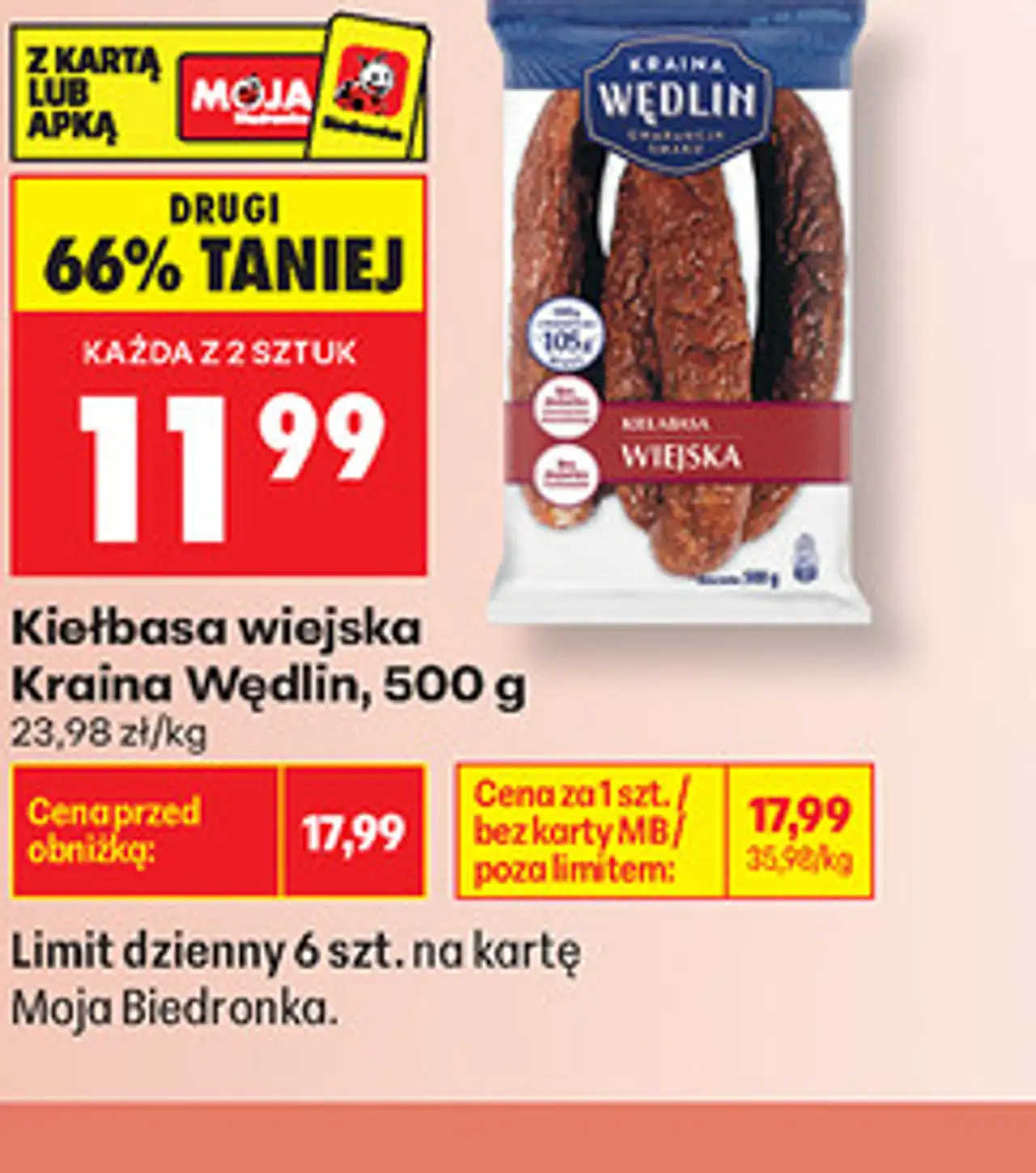 Kiełbasa wiejska Kraina Wędlin, 500 g