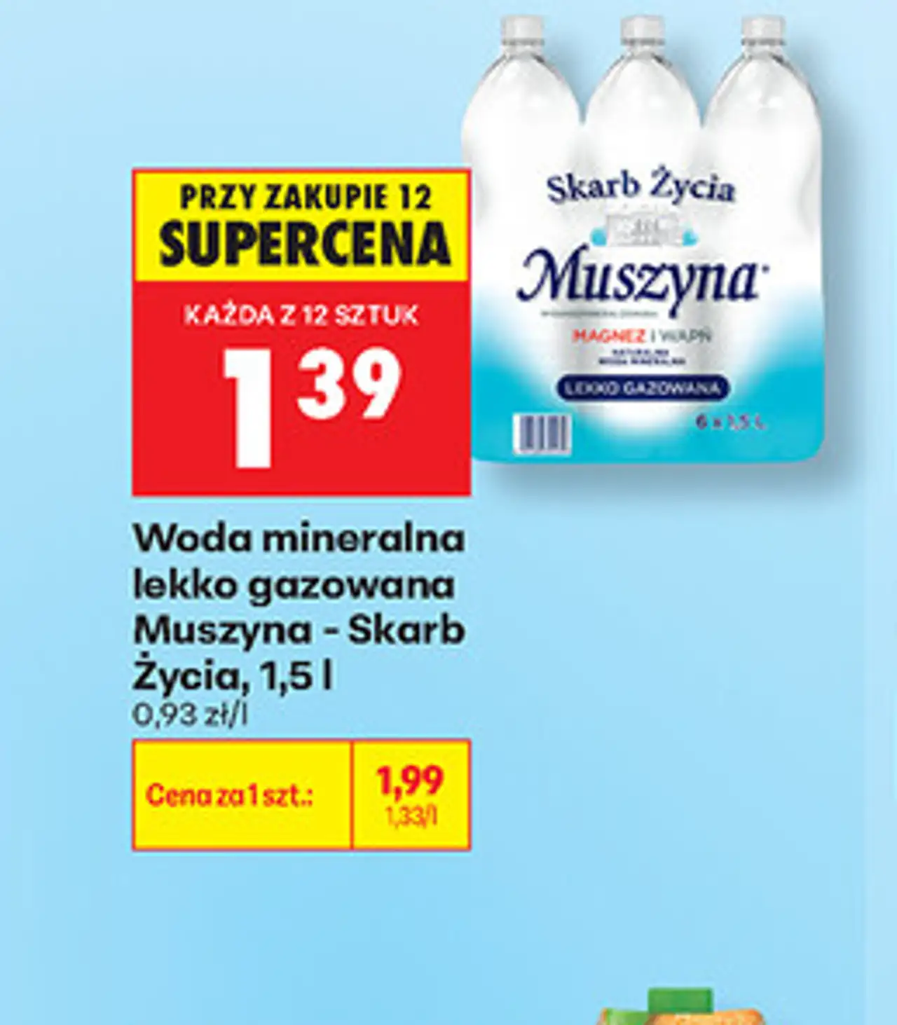 Woda mineralna lekko gazowana Muszyna - Skarb Życia, 1,5 l