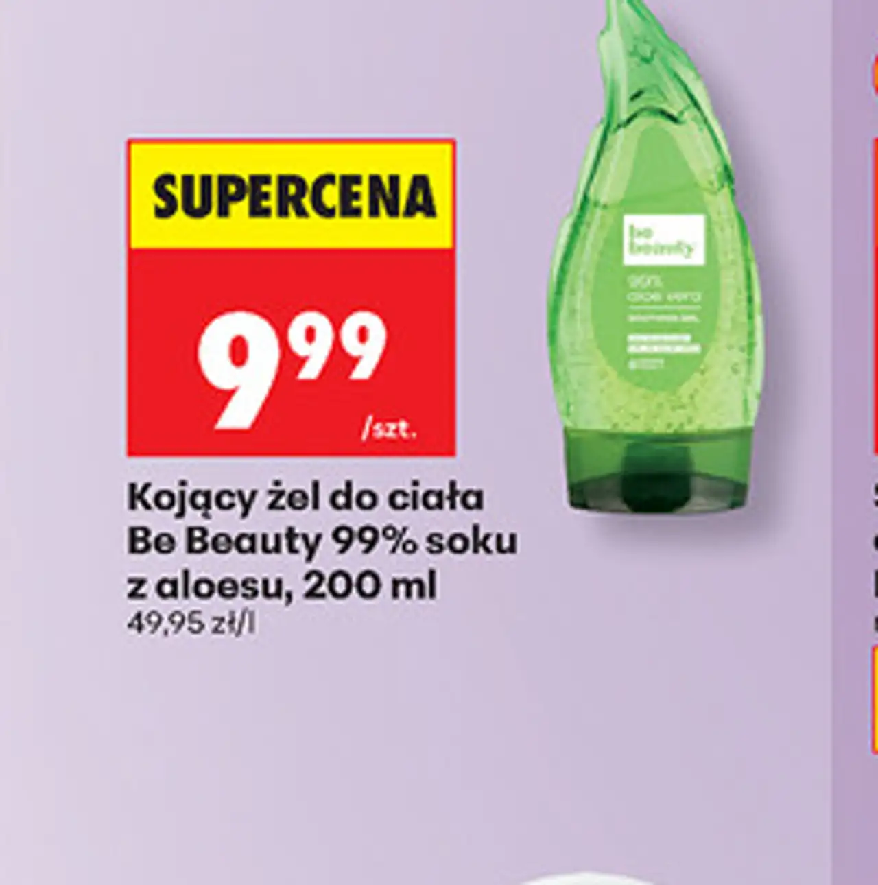 Kojący żel do ciała Be Beauty 99% soku z aloesu, 200 ml