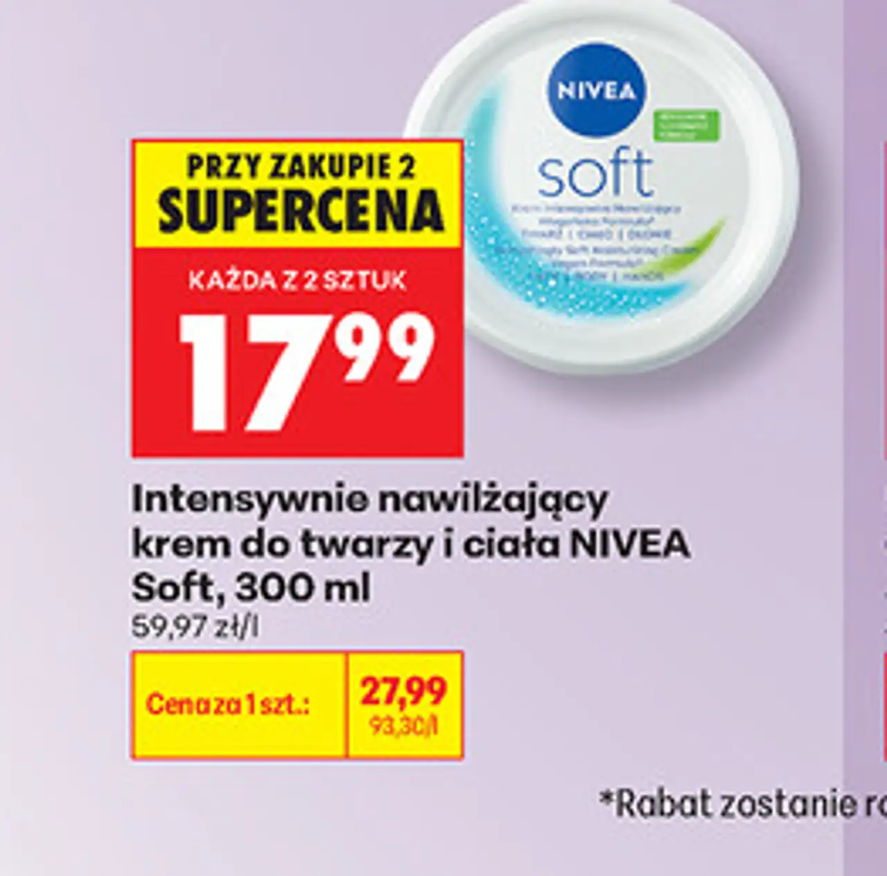 Intensywnie nawilżający krem do twarzy i ciała NIVEA Soft, 300 ml