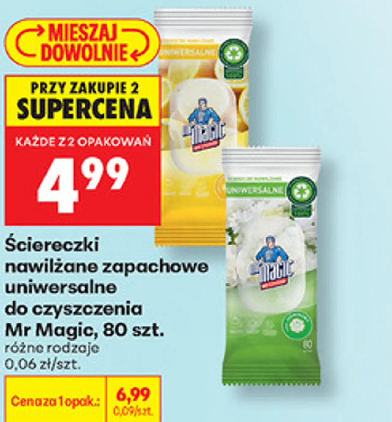 Ściereczki nawilżane zapachowe uniwersalne do czyszczenia Mr Magic, 80 szt.