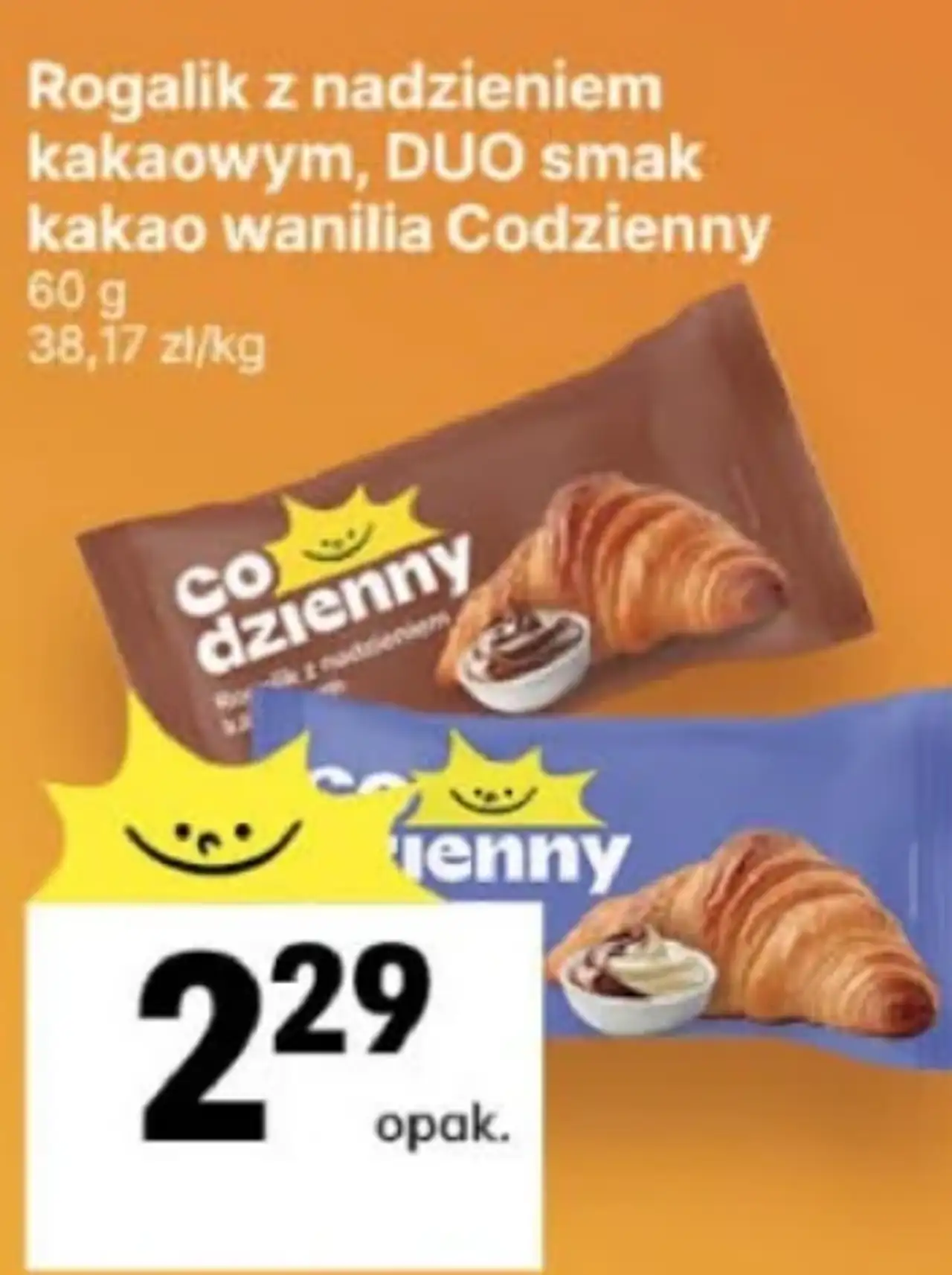 Rogalik z nadzieniem kakaowym, DUO smak kakao wanilia Codzienny