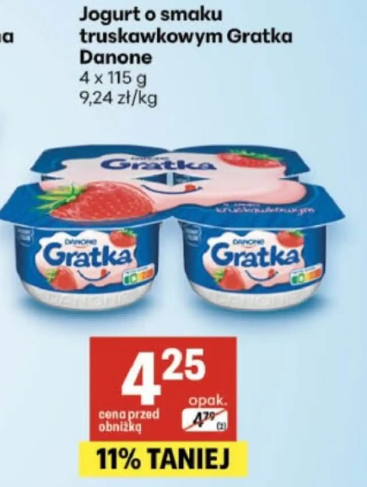 Jogurt o smaku truskawkowym Gratka Danone