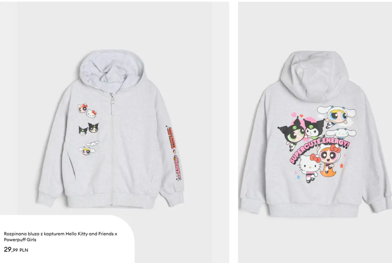 Rozpinana bluza z kapturem Hello Kitty and Friends x Powerpuff Girls