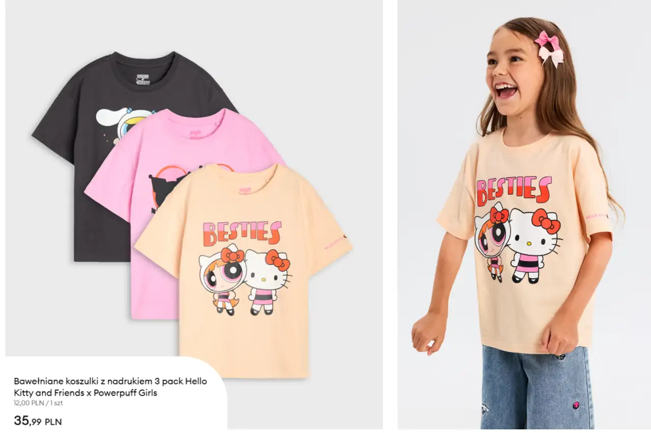 Bawełniane koszulki z nadrukiem 3 pack Hello Kitty and Friends x Powerpuff Girls