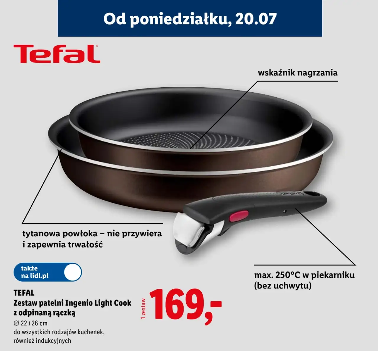 Tefal Zestaw patelni Ingenio Light Cook z odpinaną rączką
