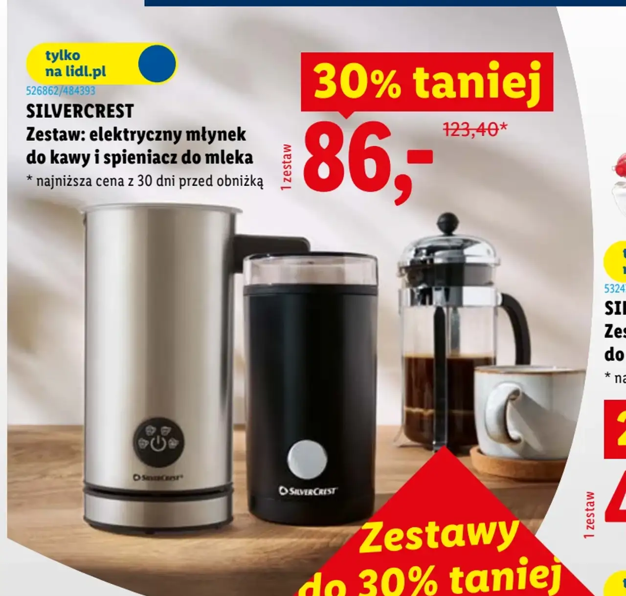 Zestaw elektryczny młynek do kawy i spieniacz do mleka