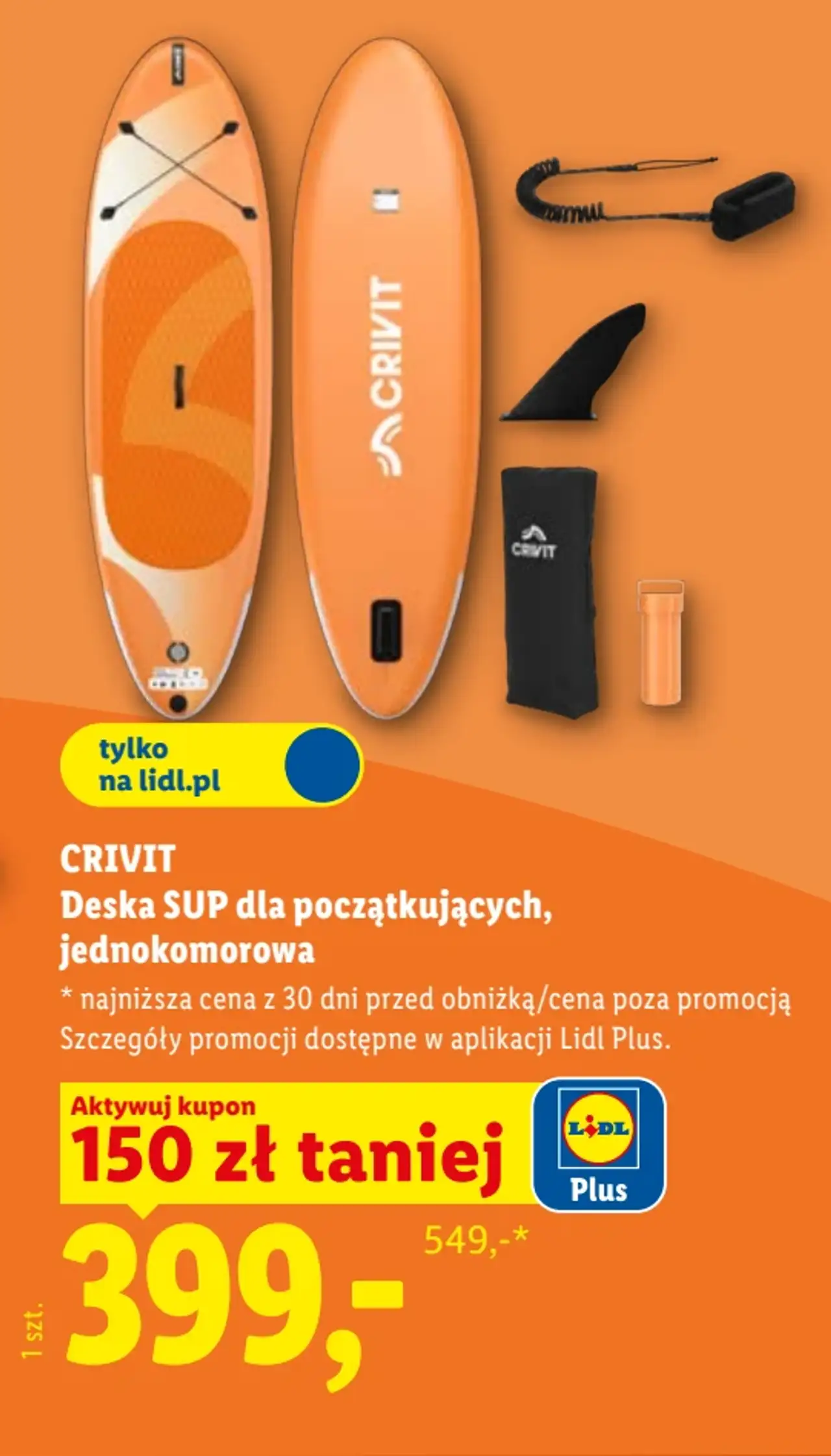 CRIVIT Deska SUP dla początkujących, jednokomorowa