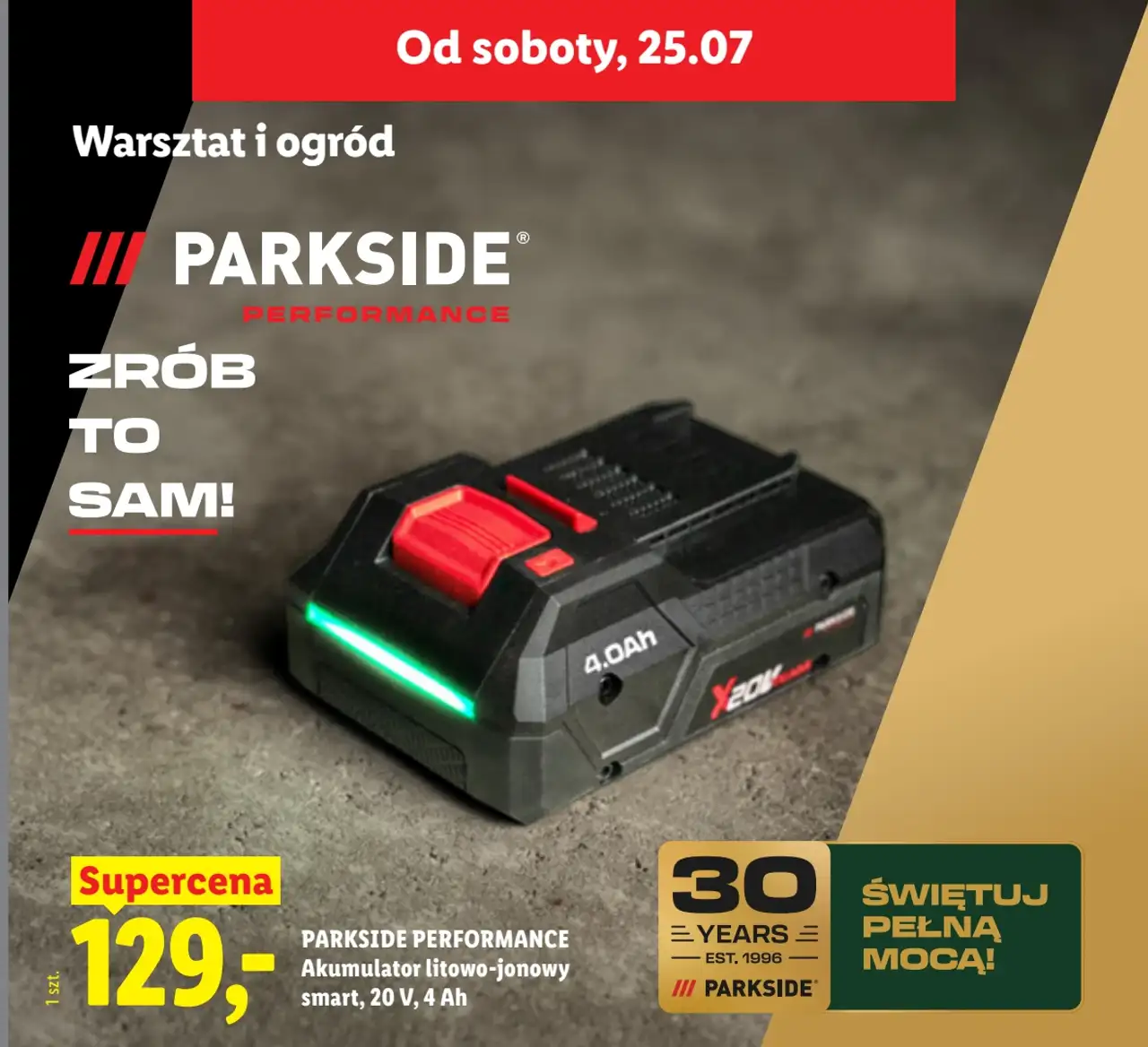 PARKSIDE PERFORMANCE Akumulator litowo-jonowy smart, 20 V, 4 Ah