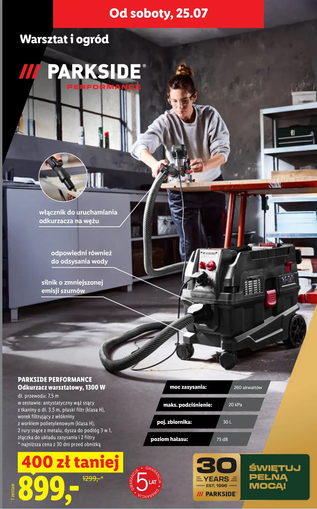 PARKSIDE PERFORMANCE Odkurzacz warsztatowy, 1300 W