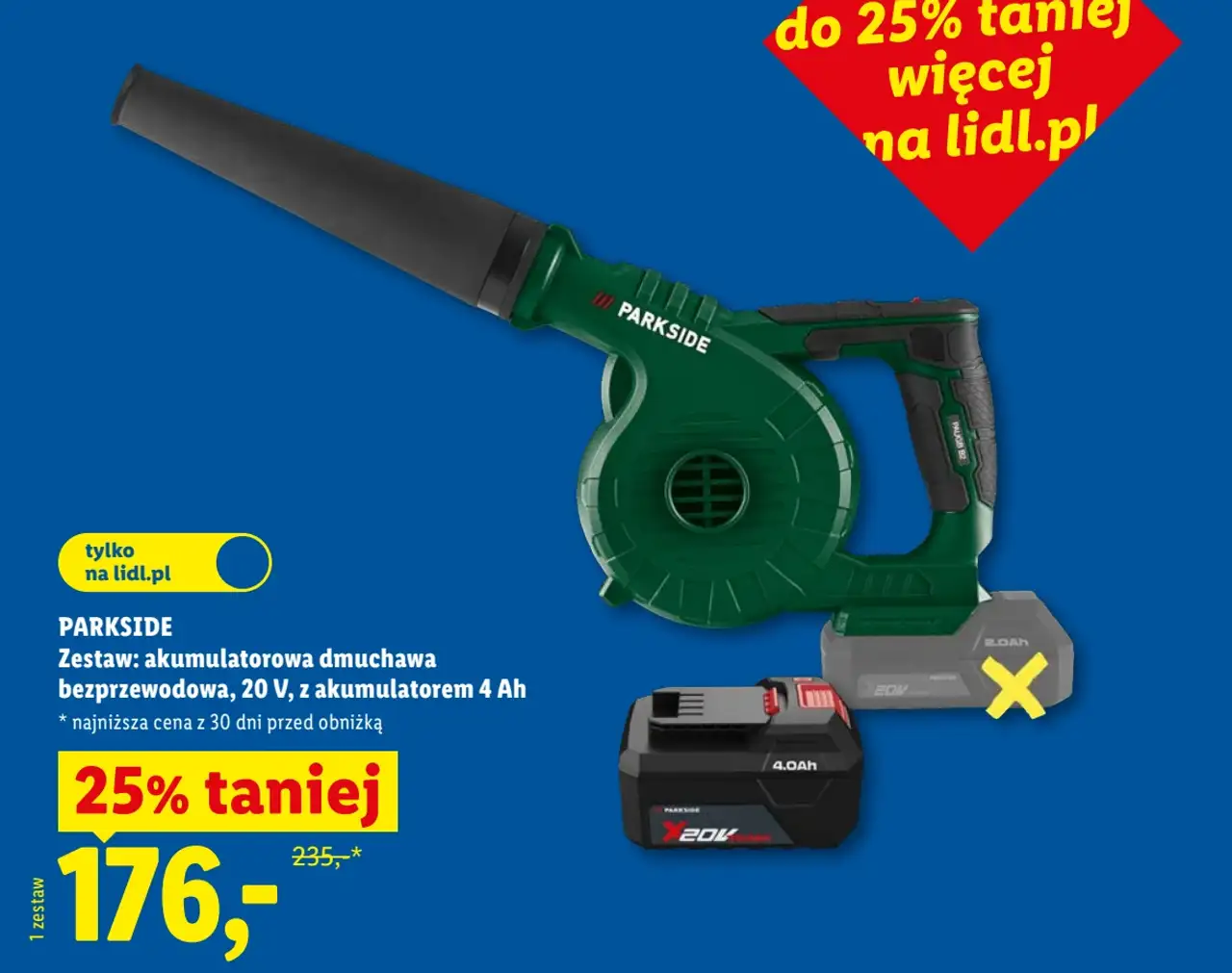 PARKSIDE Zestaw: akumulatorowa dmuchawa bezprzewodowa, 20 V, z akumulatorem 4 Ah