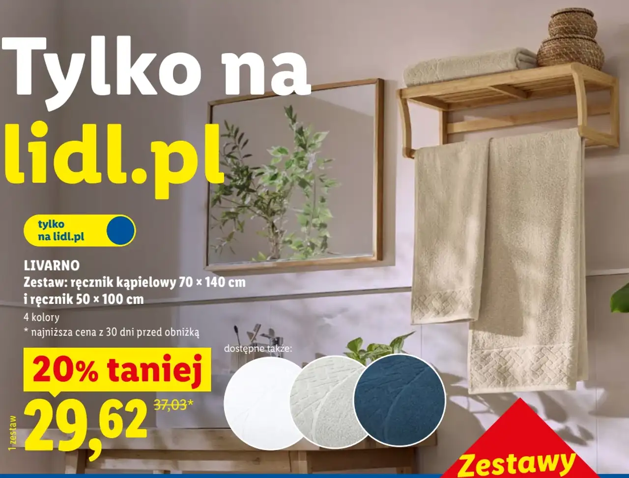 LIVARNO Zestaw: ręcznik kąpielowy 70 × 140 cm i ręcznik 50 × 100 cm