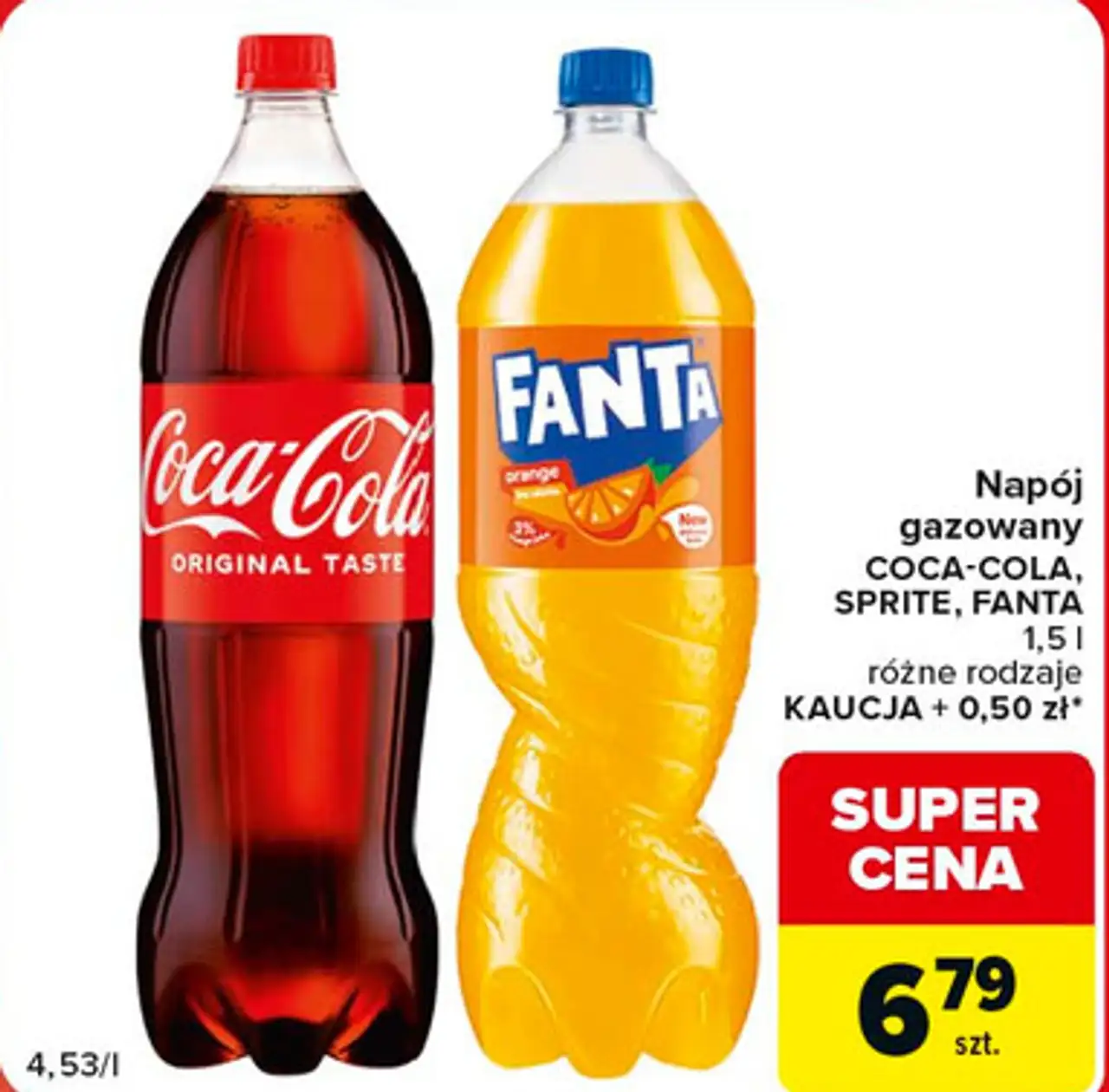 Napój gazowany COCA-COLA, SPRITE, FANTA