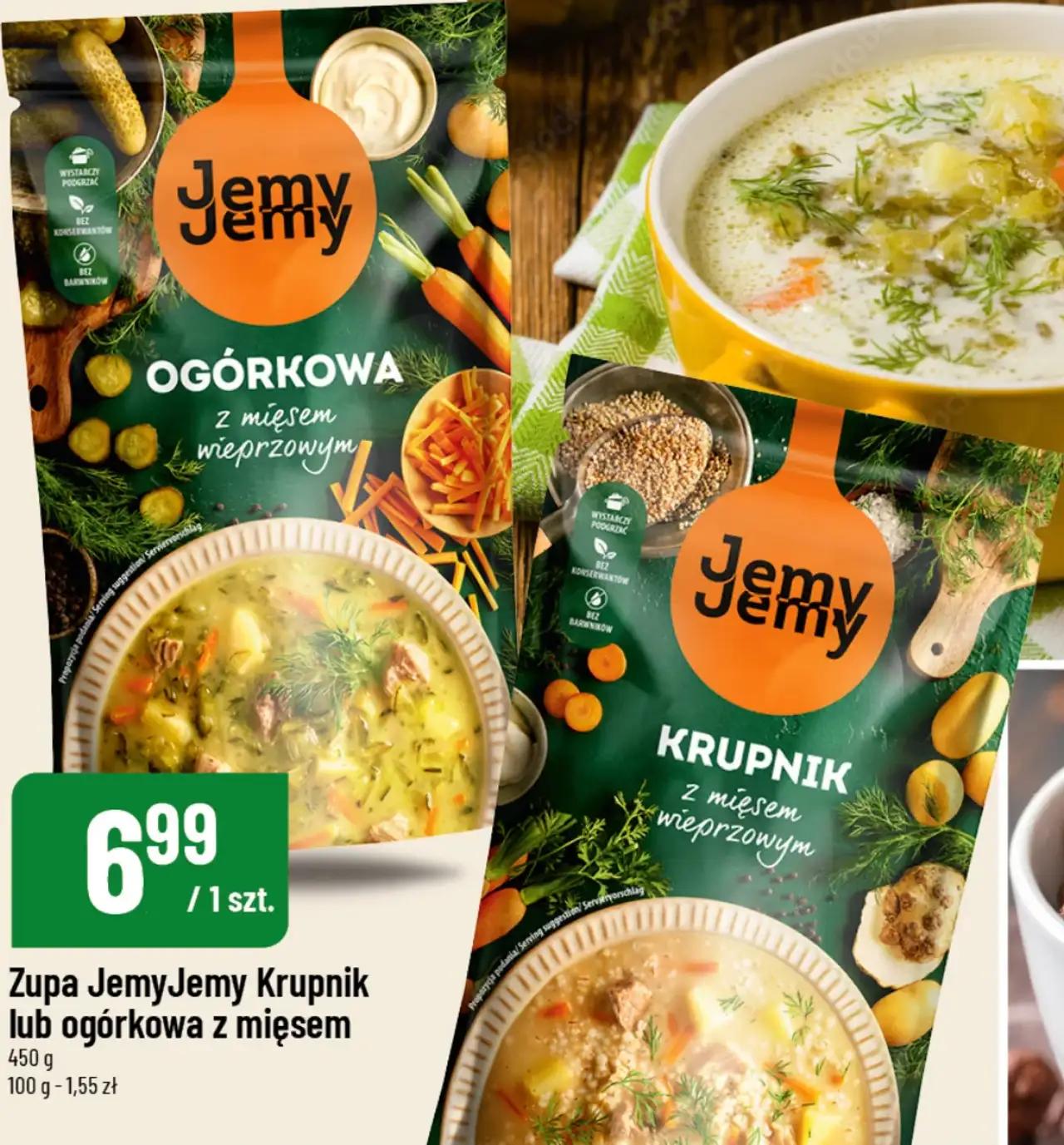 Zupa JemyJemy Krupnik lub ogórkowa z mięsem