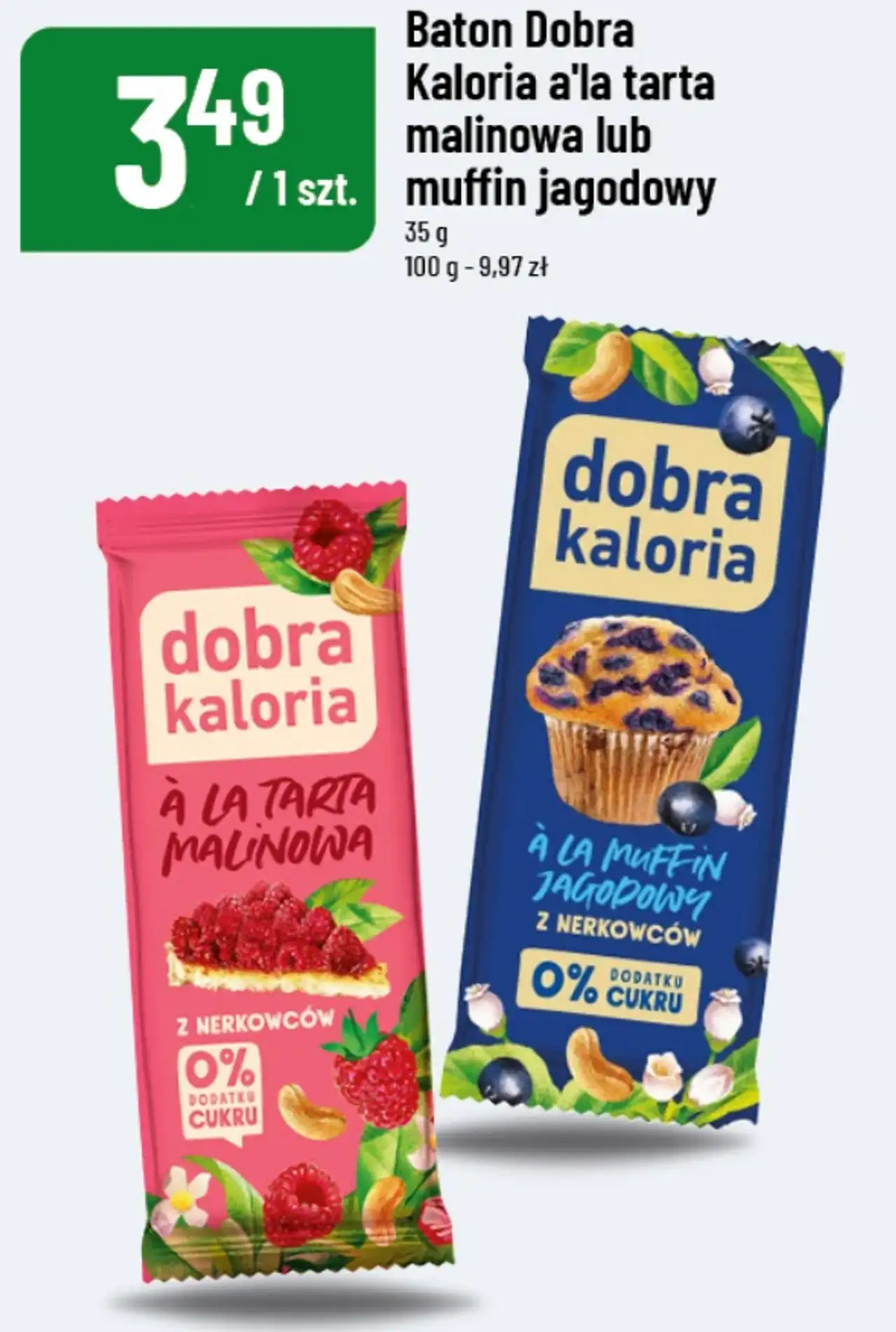 Baton Dobra Kaloria a'la tarta malinowa lub muffin jagodowy