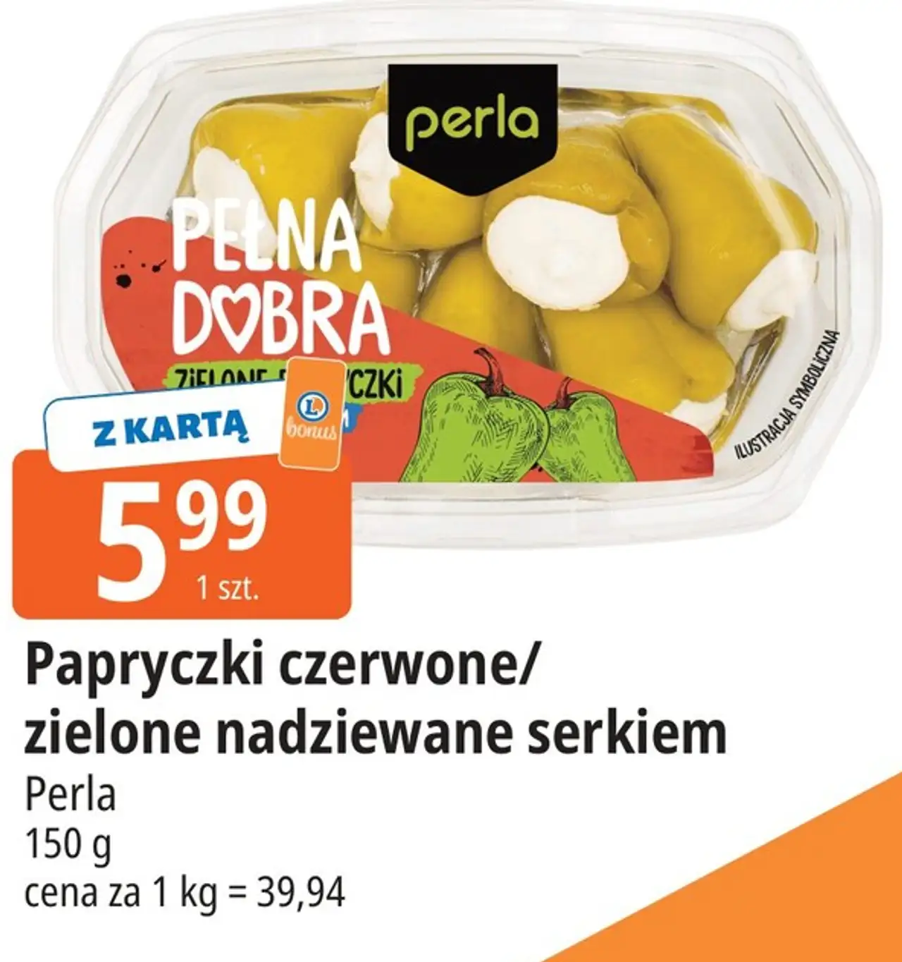 Papryczki czerwone/zielone nadziewane serkiem Perla