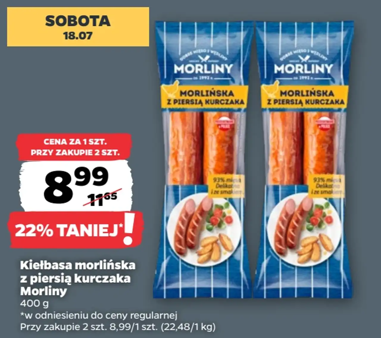 Kiełbasa morlińska z piersią kurczaka Morliny