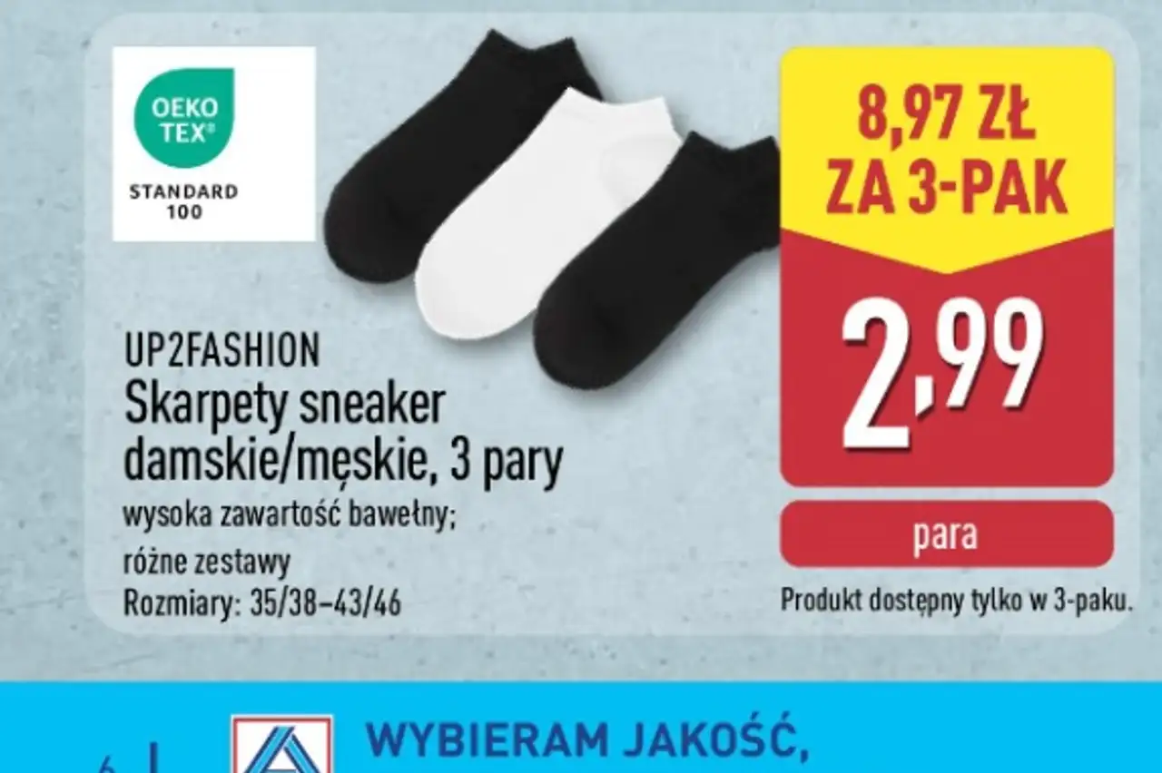 UP2FASHION Skarpety sneaker damskie/męskie, 3 pary