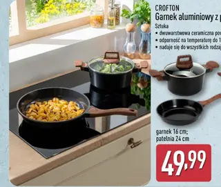- Crofton Garnek aluminiowy z pokrywką 16 cm lub patelnia aluminiowa 24cm - Aldi