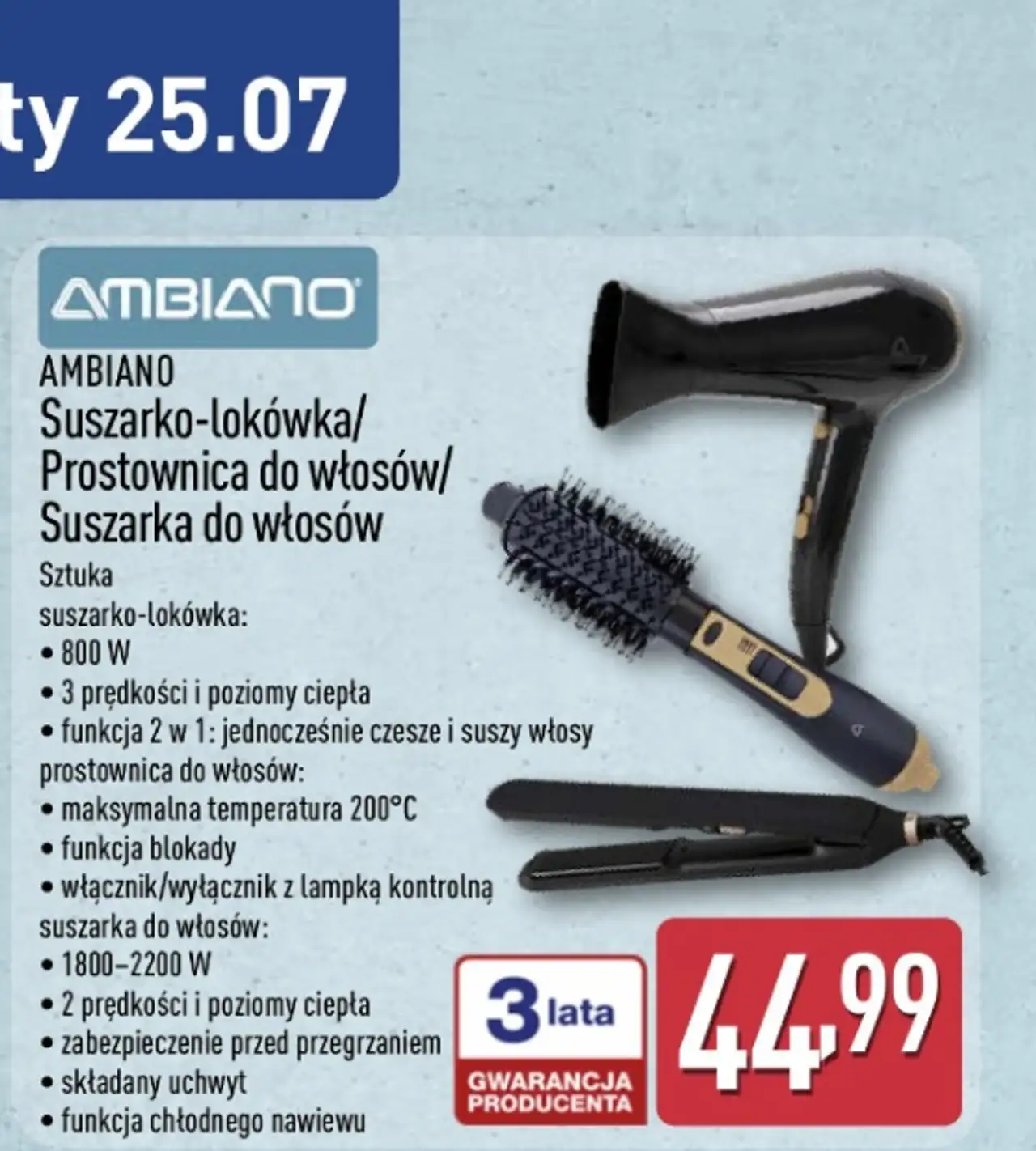 AMBIANO Suszarko-lokówka/Prostownica do włosów/Suszarka do włosów