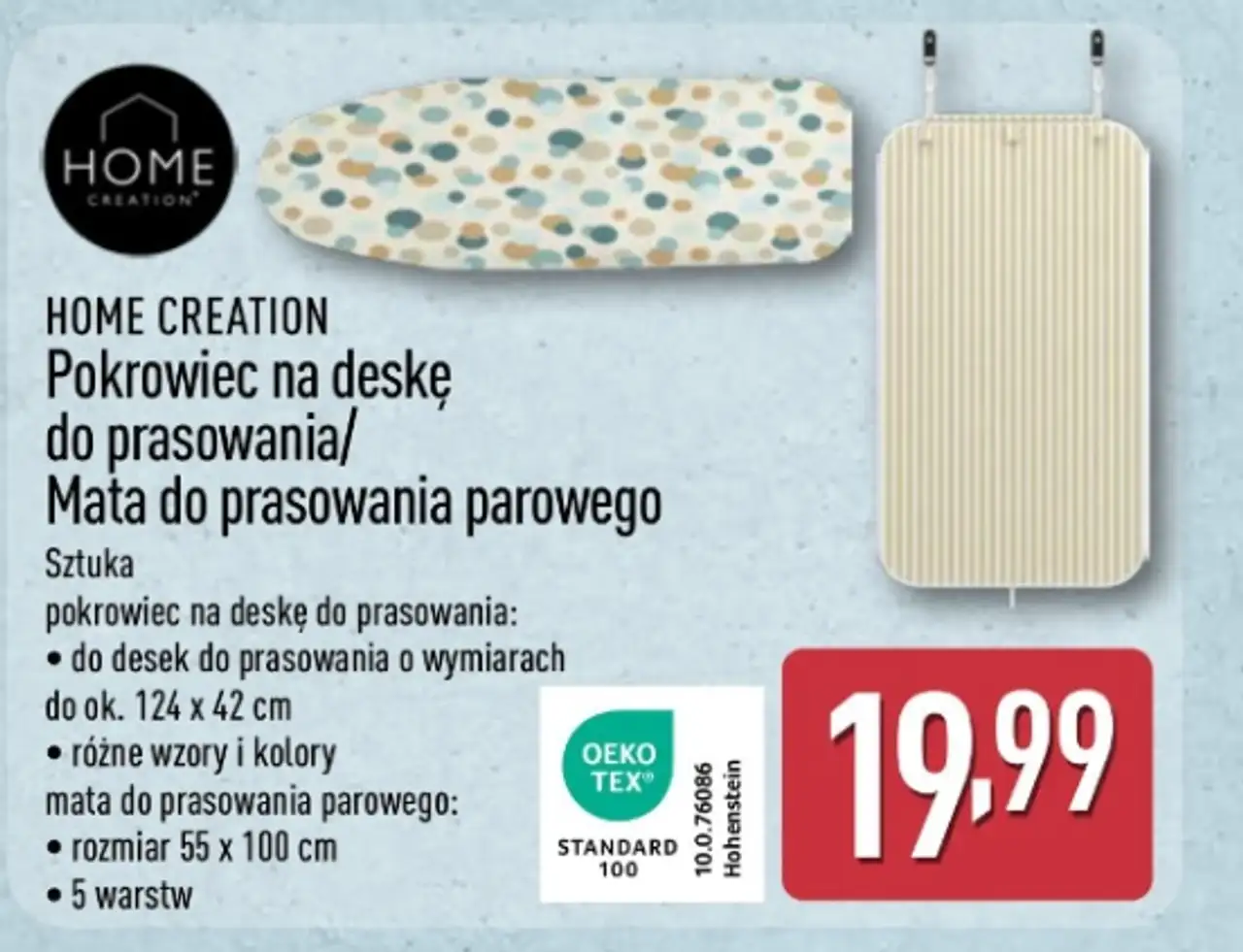 HOME CREATION Pokrowiec na deskę do prasowania/Mata do prasowania parowego
