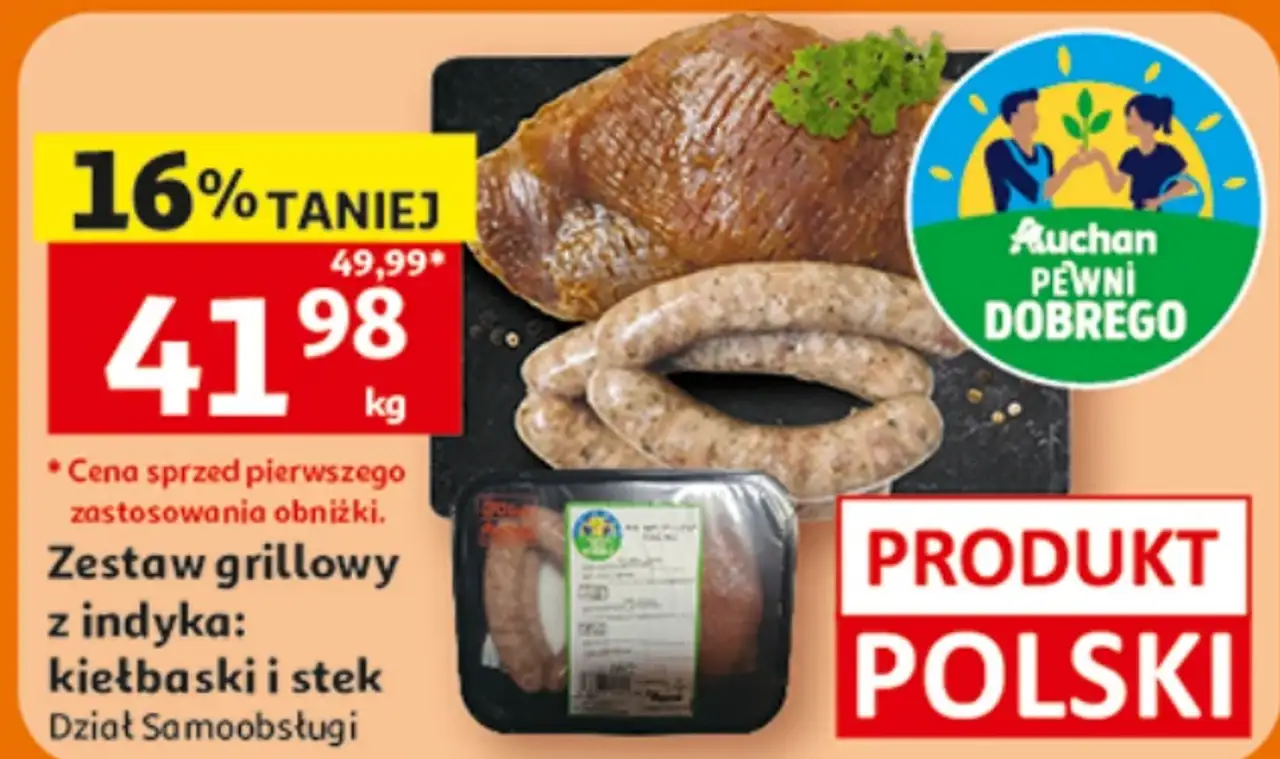 Auchan Pewni Dobrego Zestaw grillowy z indyka: kiełbaski i stek