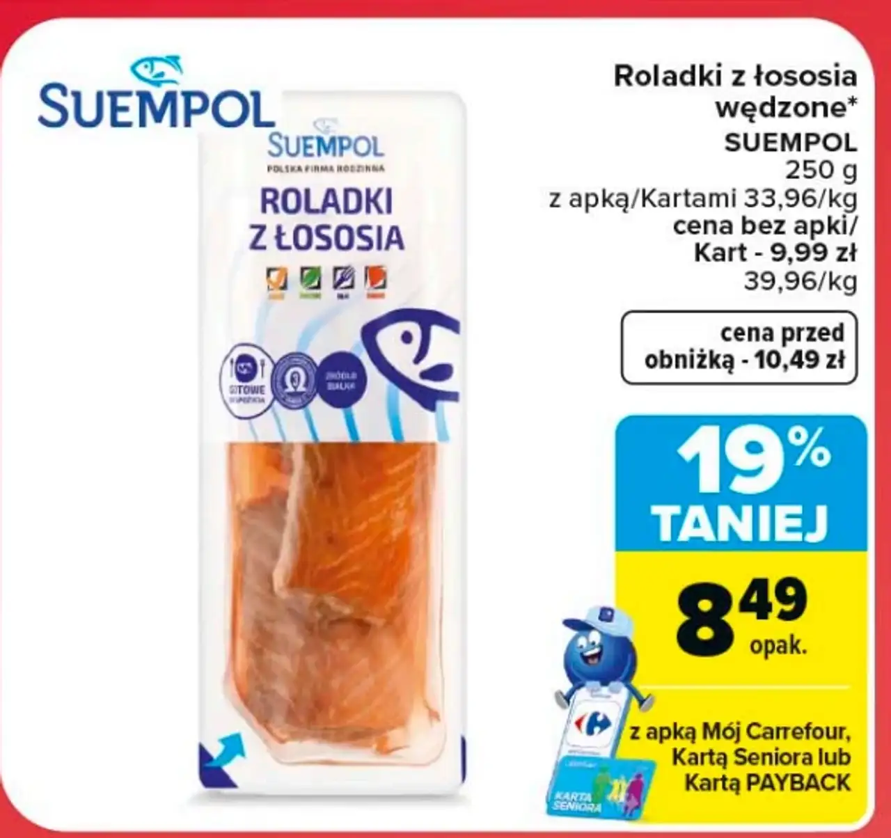 Roladki z łososia wędzone SUEMPOL