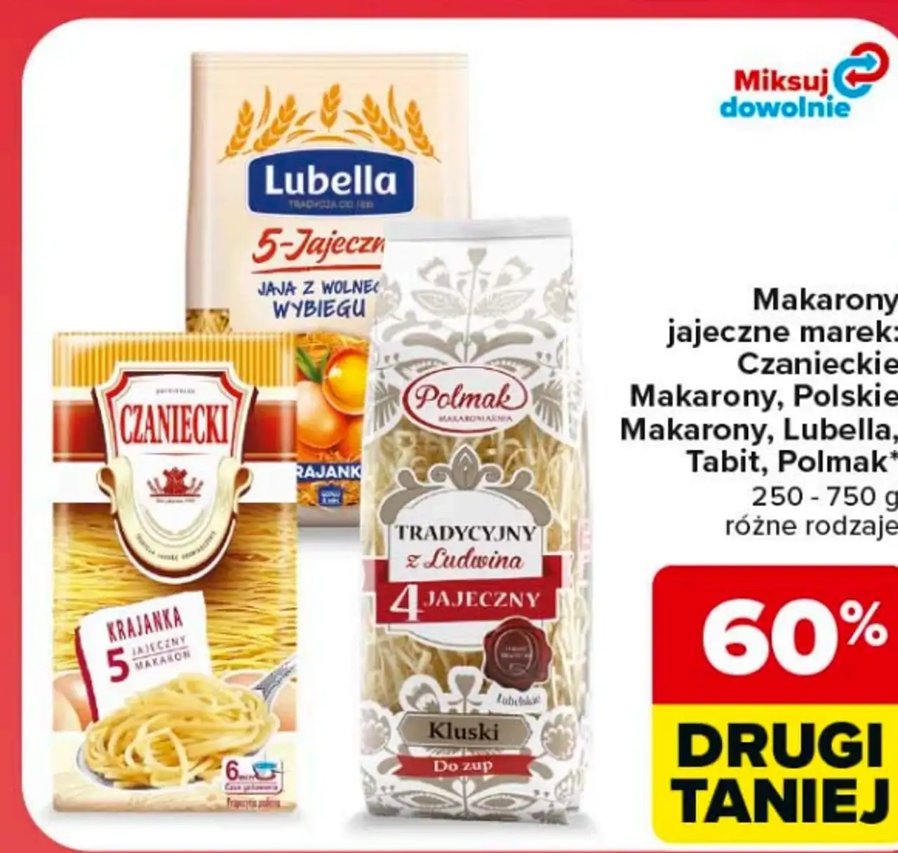 Makarony jajeczne Czanieckie, Polskie Makarony, Lubella, Tabit, Polmak