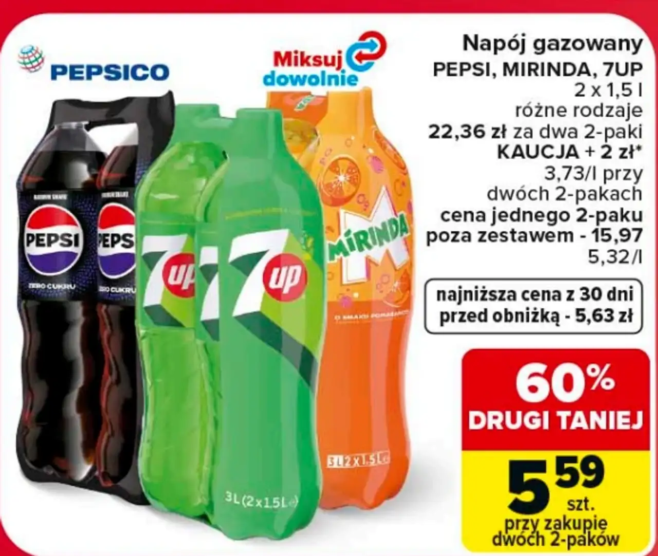 Napój gazowany PEPSI, MIRINDA, 7UP
