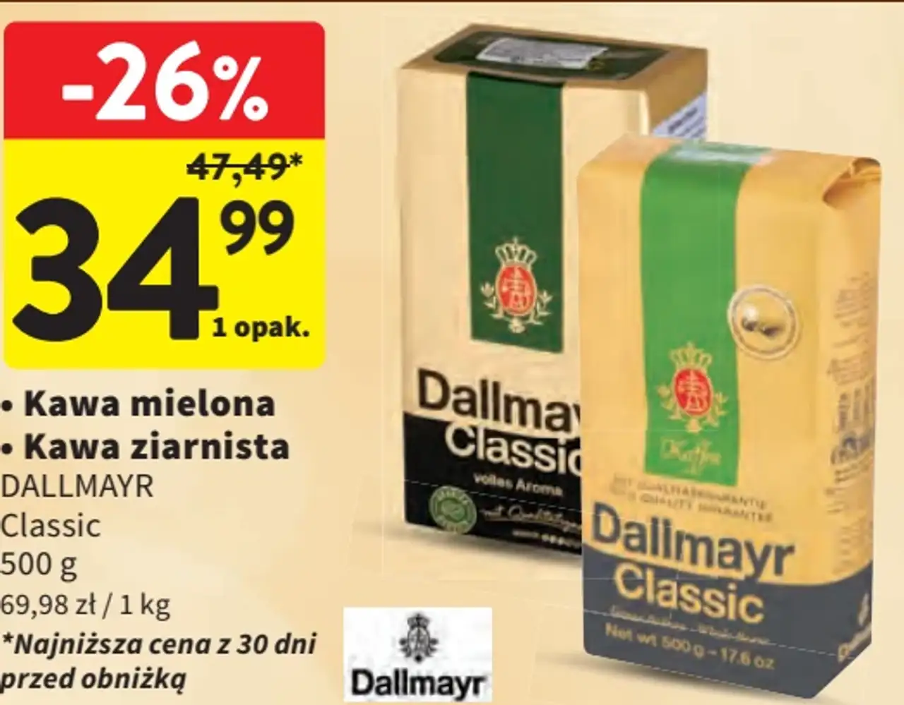 Kawa mielona / Kawa ziarnista Dallmayr Classic