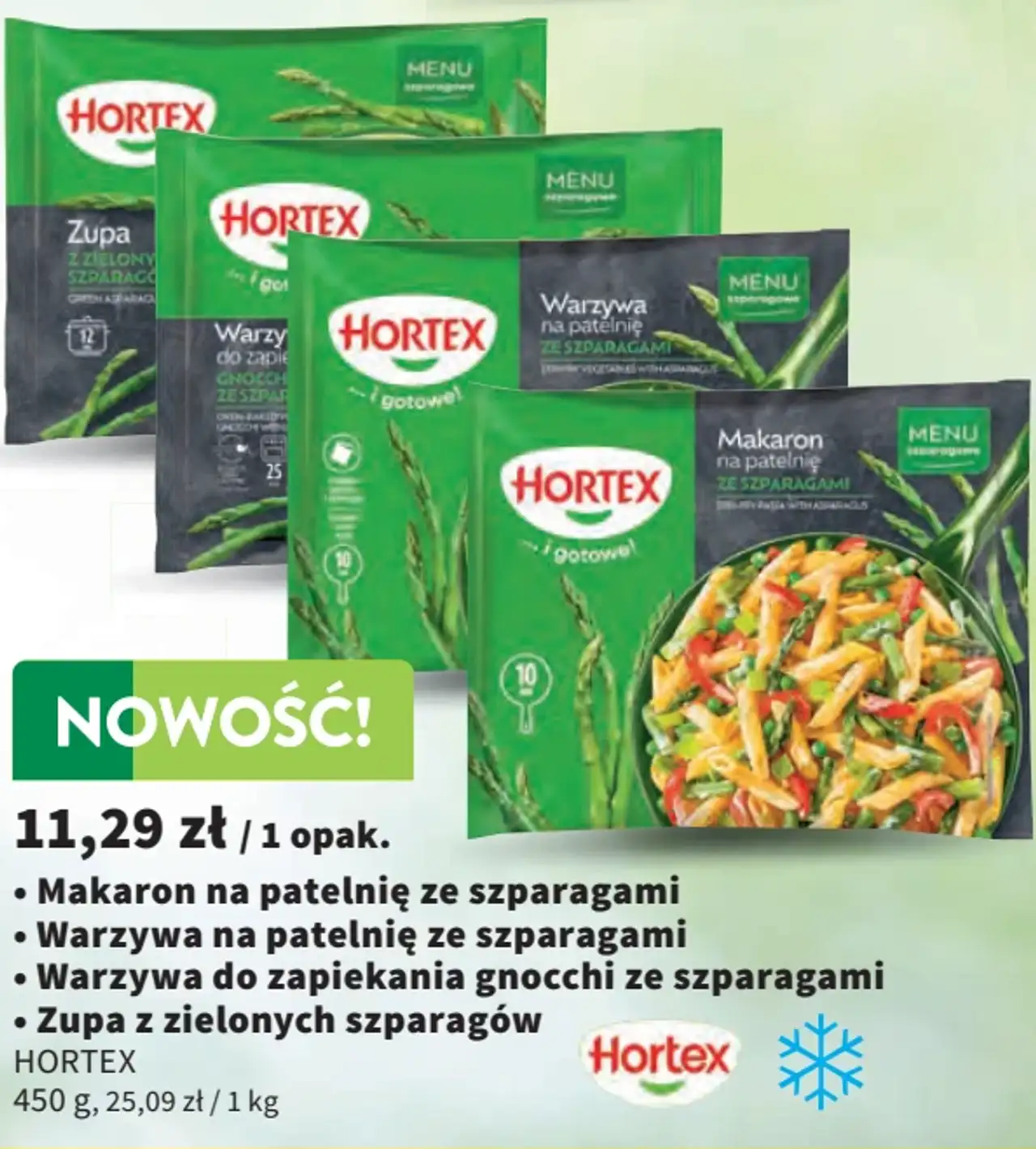 Makaron na patelnię ze szparagami / Warzywa na patelnię ze szparagami / Warzywa do zapiekania gnocchi ze szparagami / Zupa z zielonych szparagów HORTEX