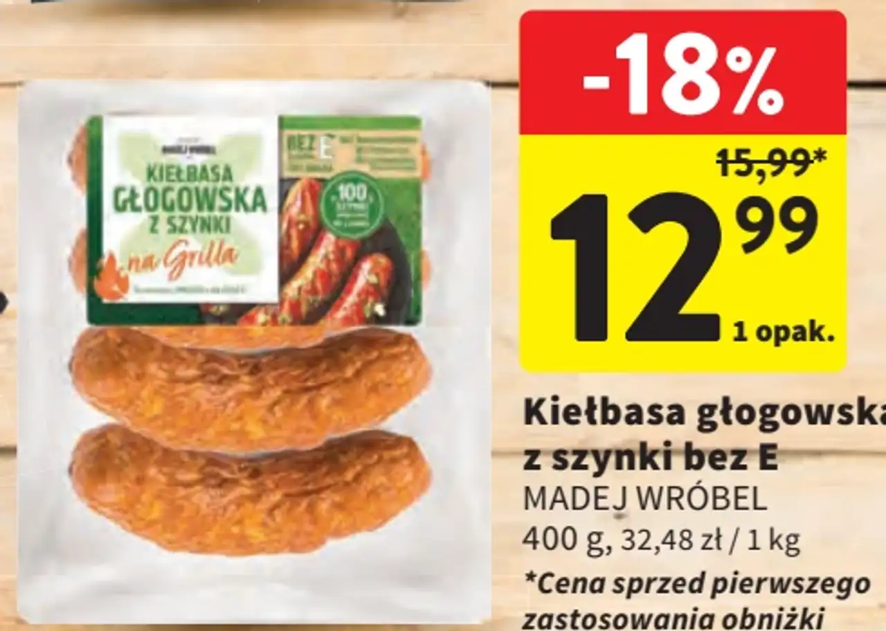 Kiełbasa głogowska z szynki bez E Madej Wróbel