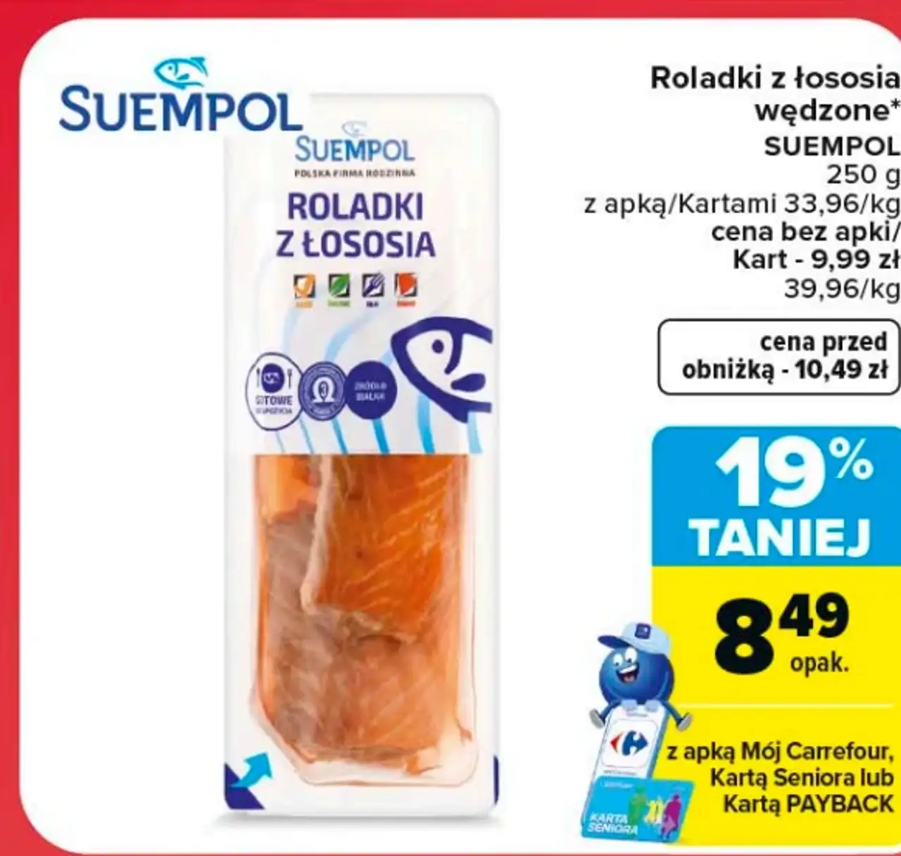 Roladki z łososia wędzone SUEMPOL