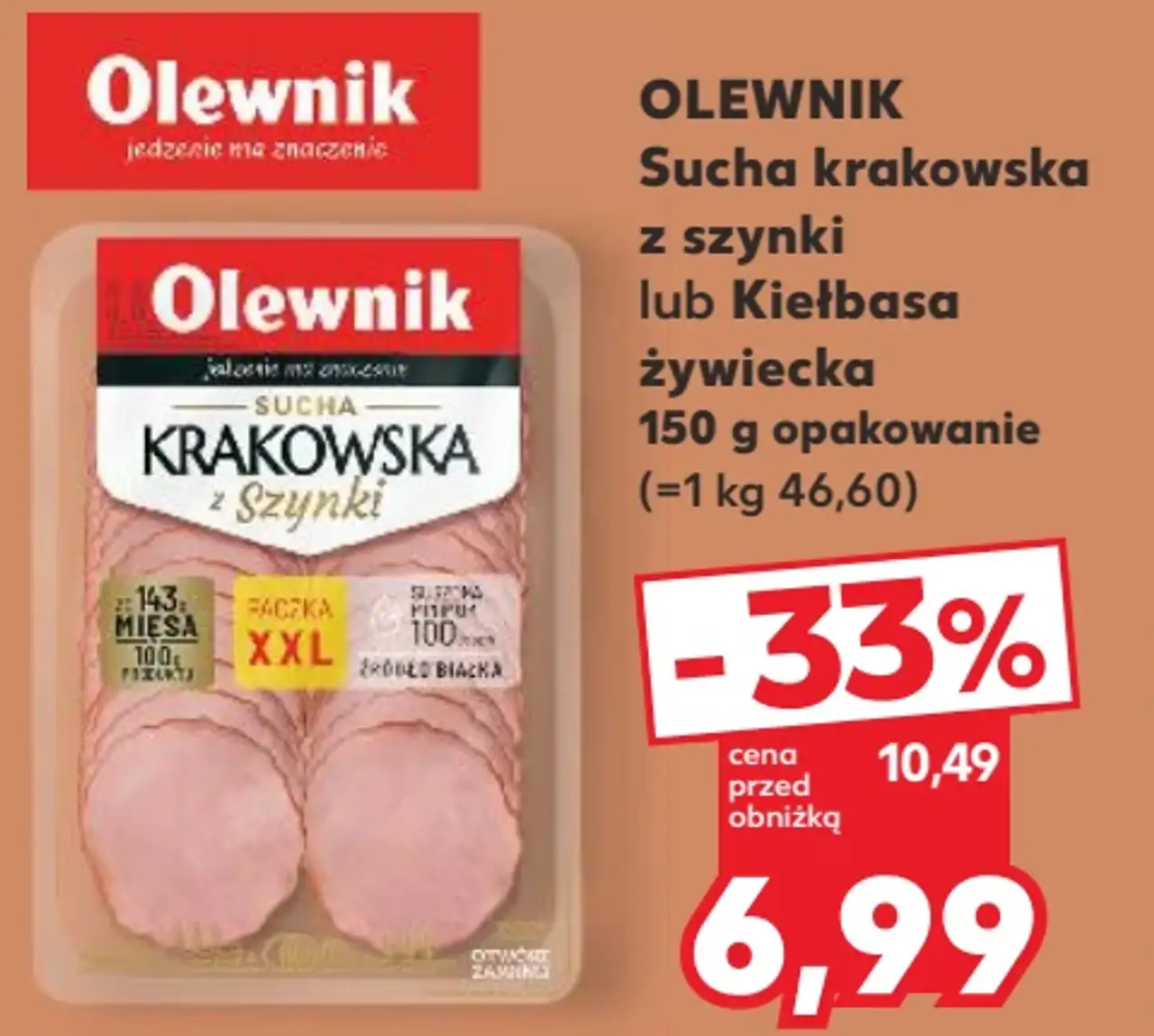 OLEWNIK Sucha krakowska z szynki lub Kiełbasa żywiecka