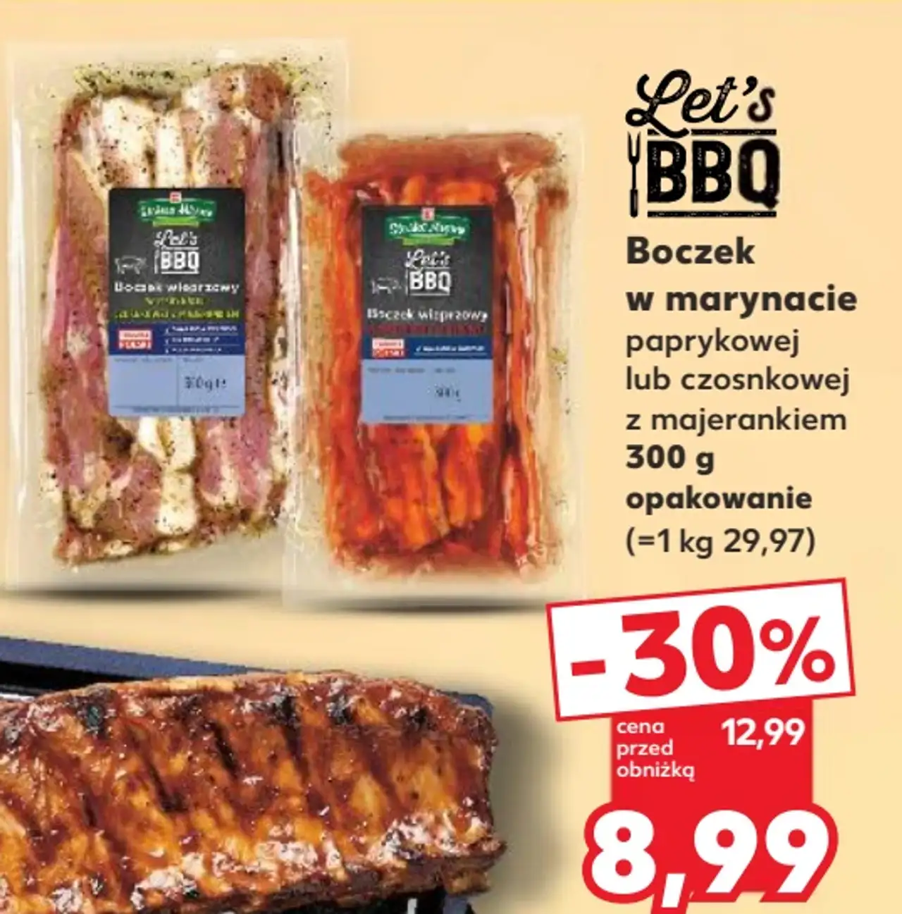 Let's BBQ Boczek w marynacie paprykowej lub czosnkowej z majerankiem