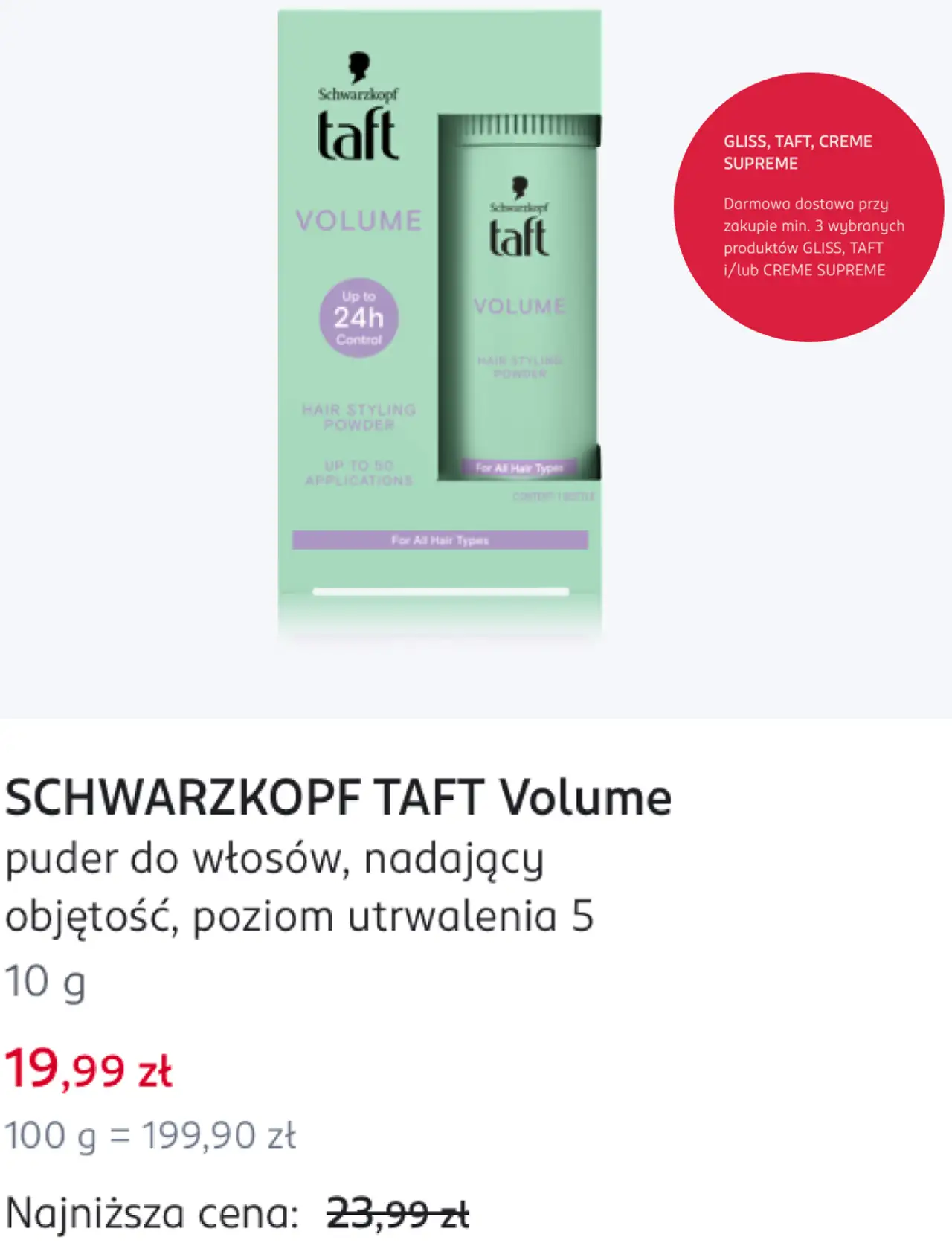 SCHWARZKOPF TAFT Volume puder do włosów, nadający objętość, poziom utrwalenia 5