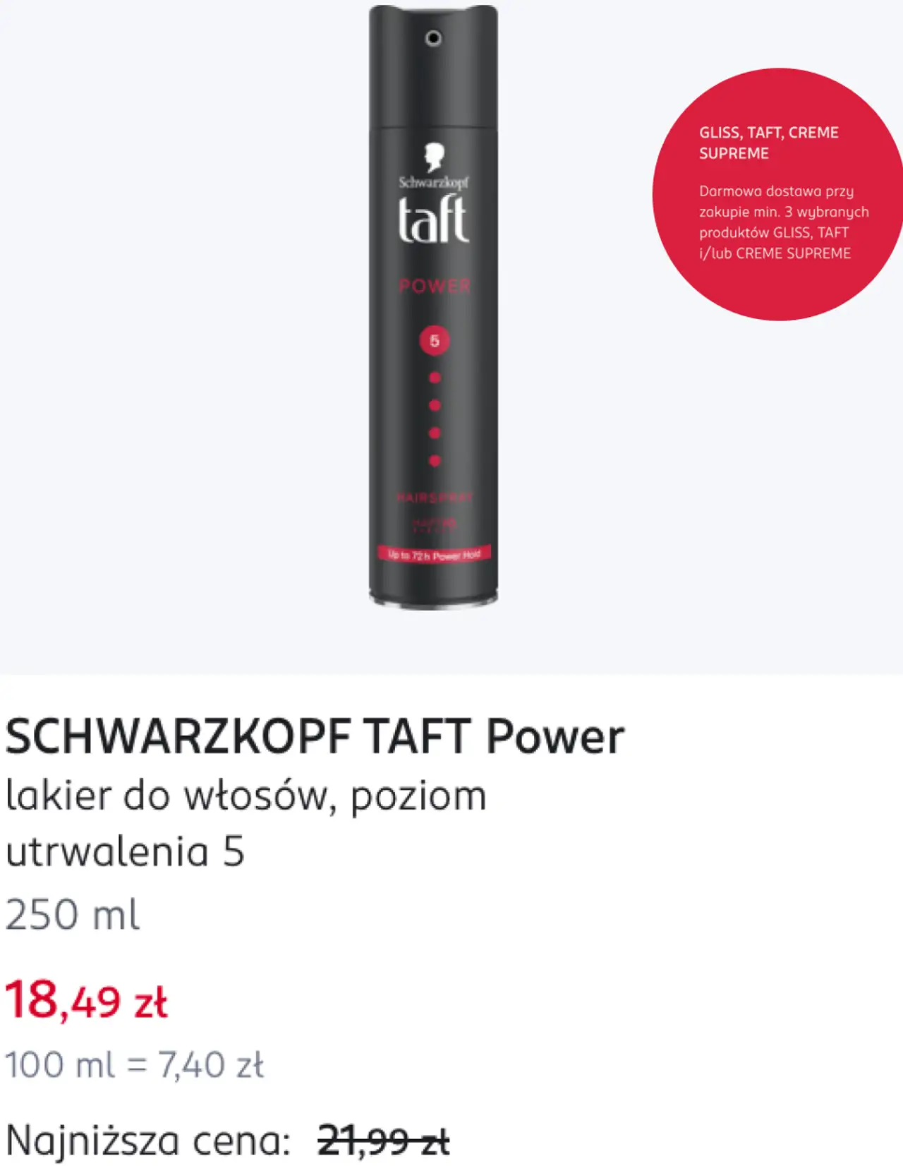 SCHWARZKOPF TAFT Power lakier do włosów, poziom utrwalenia 5