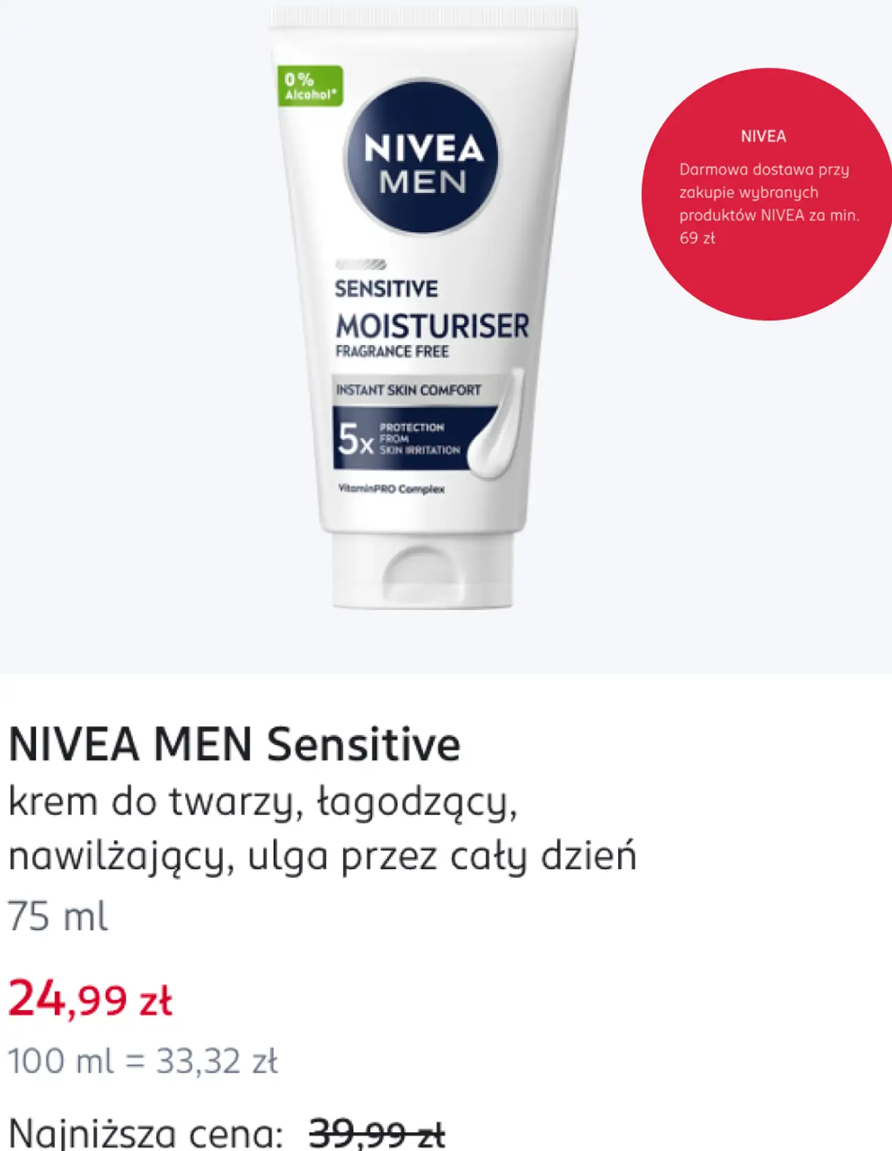 NIVEA MEN Sensitive krem do twarzy, łagodzący, nawilżający, ulga przez cały dzień