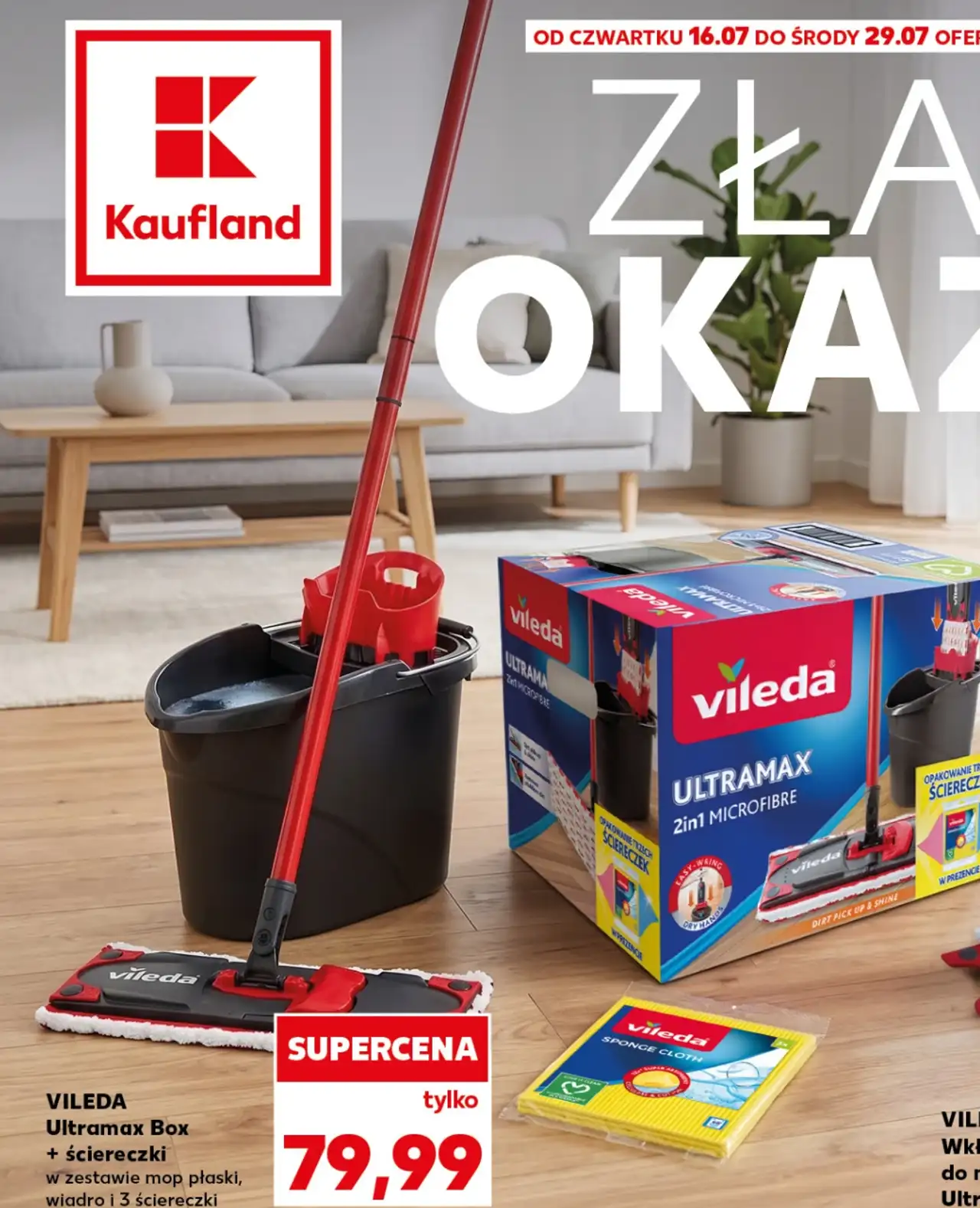 VILEDA Ultramax Box + ściereczki w zestawie mop płaski, wiadro i 3 ściereczki