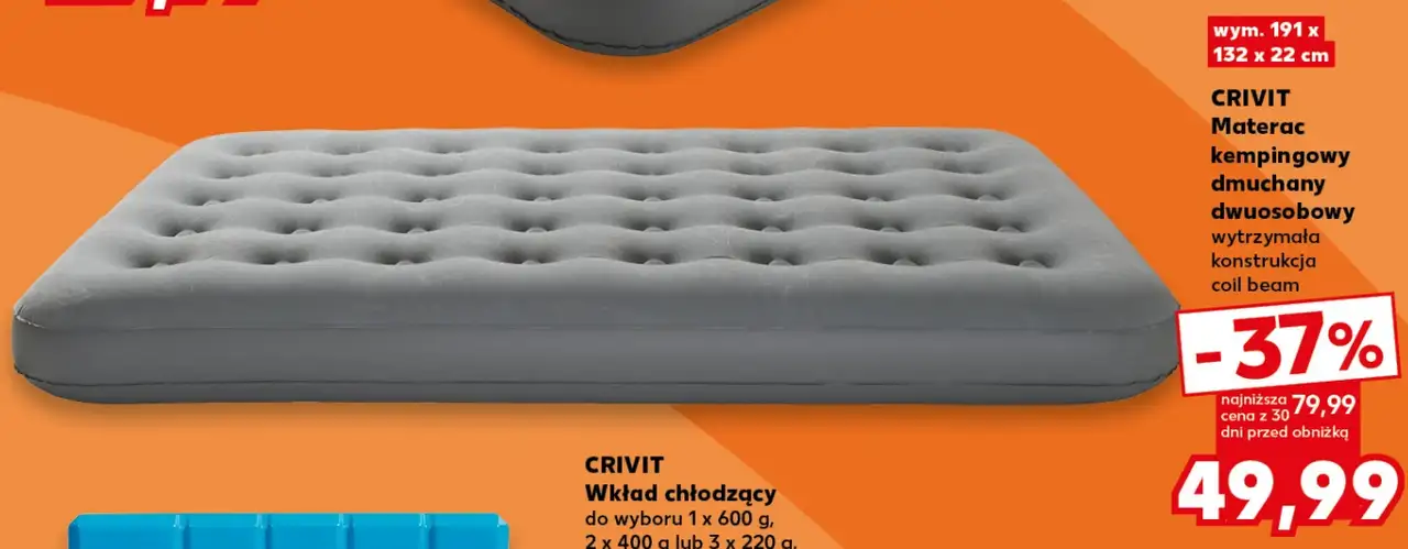 CRIVIT Materac kempingowy dmuchany dwuosobowy