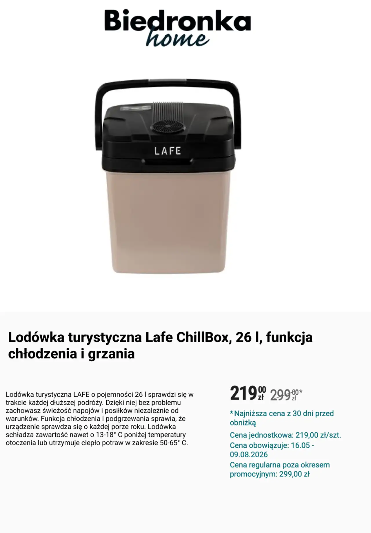 Lodówka turystyczna Safe ChillBox, 26 l, funkcja chłodzenia i grzania