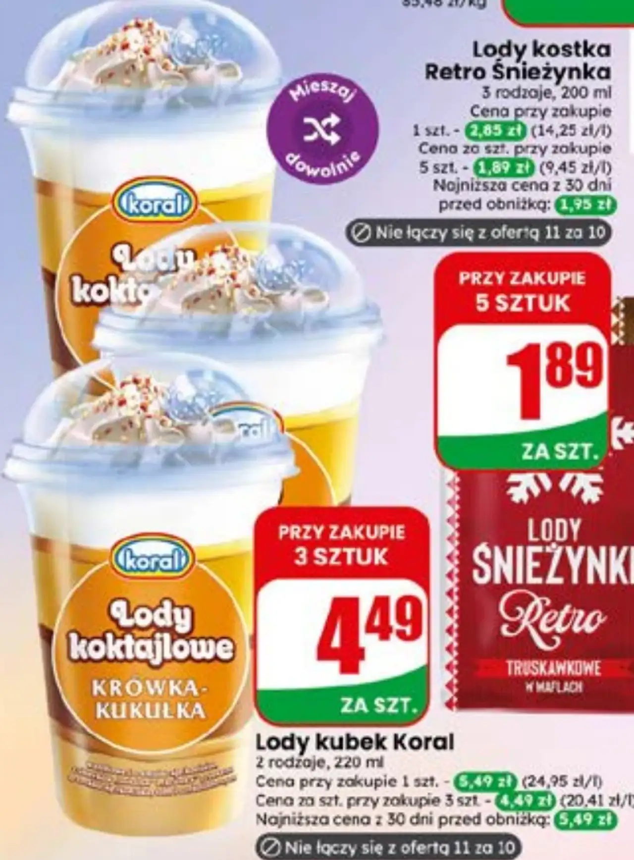 Lody kubek Koral