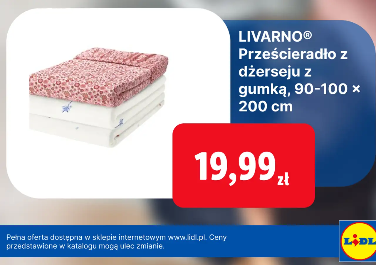 LIVARNO Prześcieradło z dżerseju z gumką, 90-100 x 200 cm