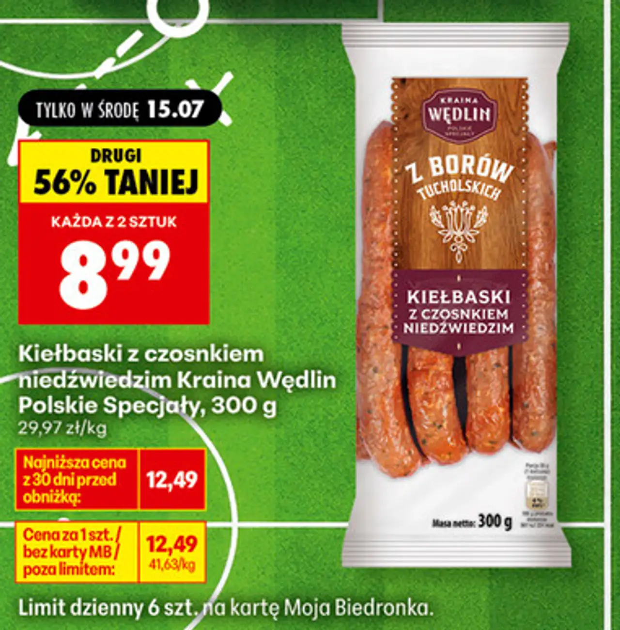 Kiełbaski z czosnkiem niedźwiedzim Kraina Wędlin Polskie Specjały, 300 g