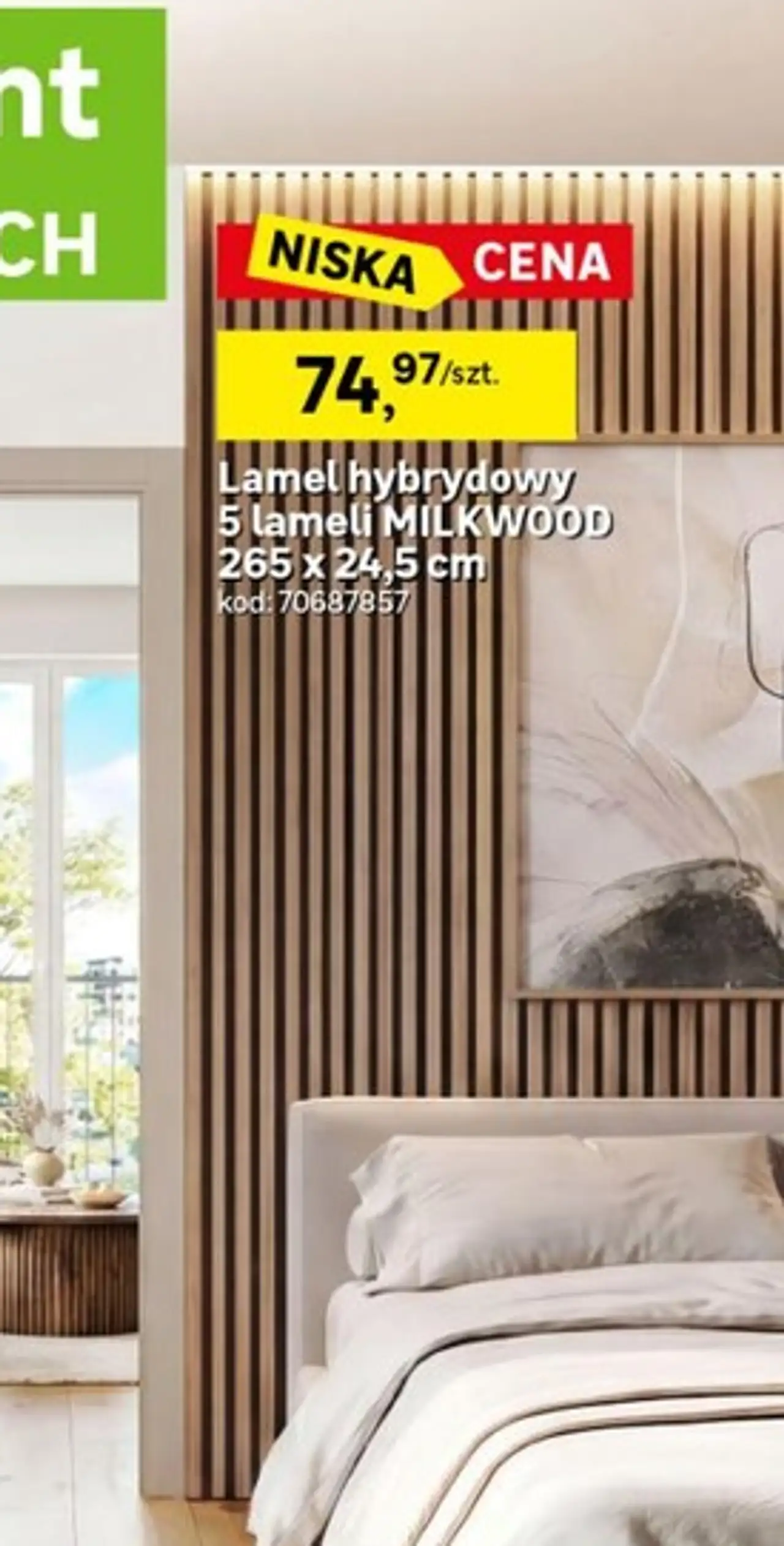 Lamel hybrydowy 5 lameli MILKWOOD 265 x 24,5 cm