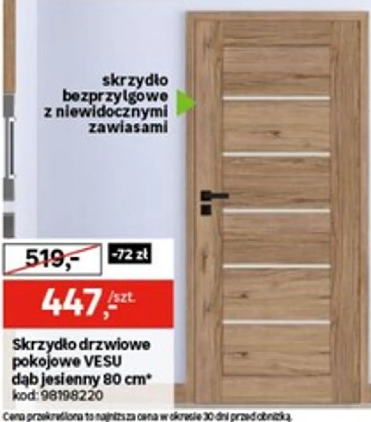 Skrzydło drzwiowe pokojowe VESU dąb jesienny 80 cm