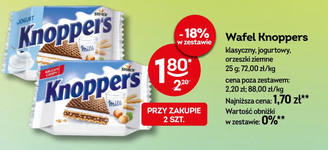 Wafel Knoppers klasyczny, jogurtowy, orzeszki ziemne