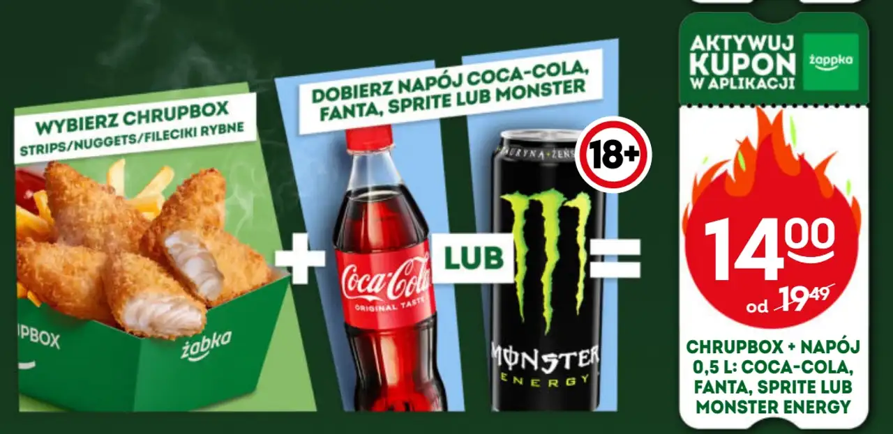 Chrupbox + Napój 0,5l: Coca-Cola, Fanta, Sprite lub Monster Energy